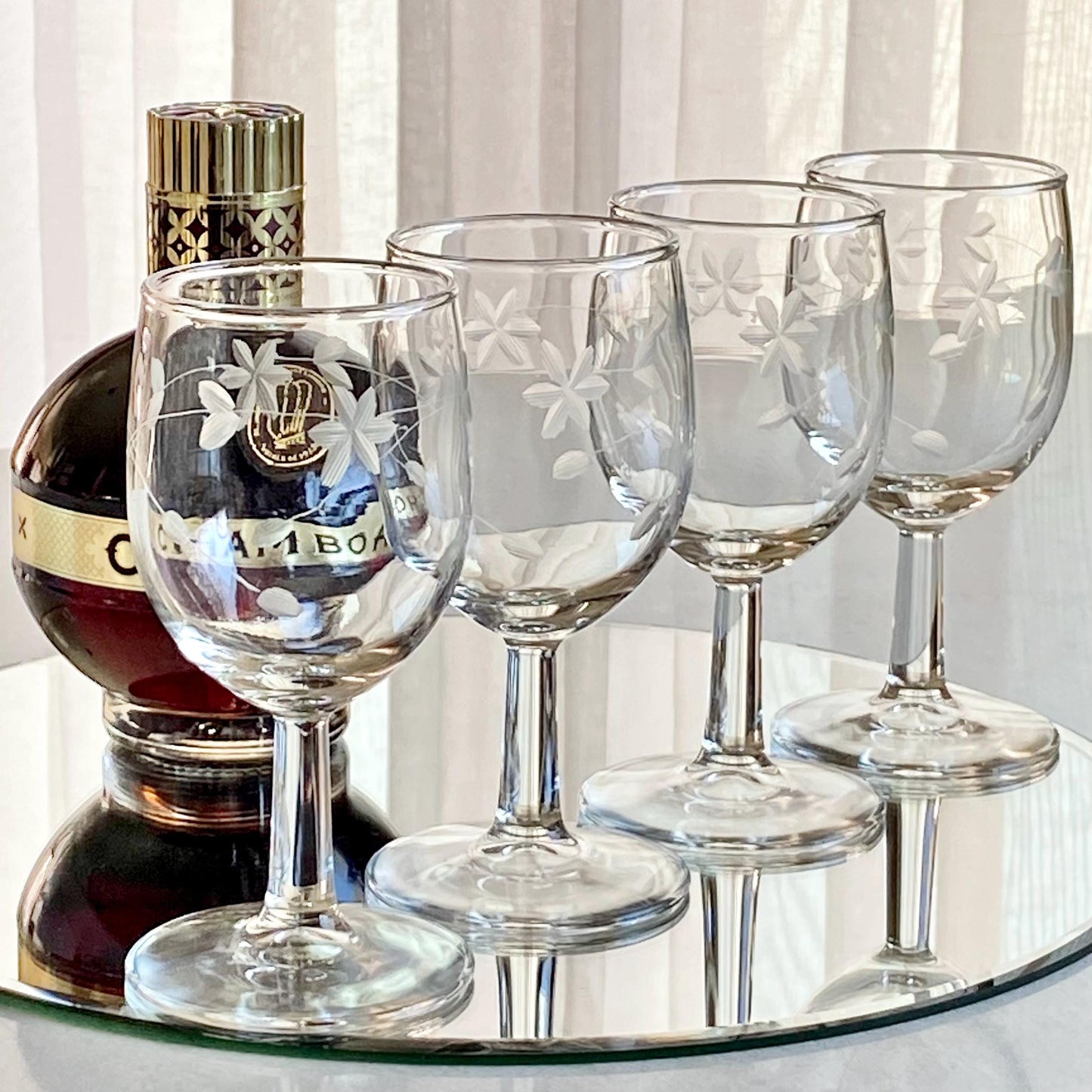 Vintage Etched Glasses - Set of 6