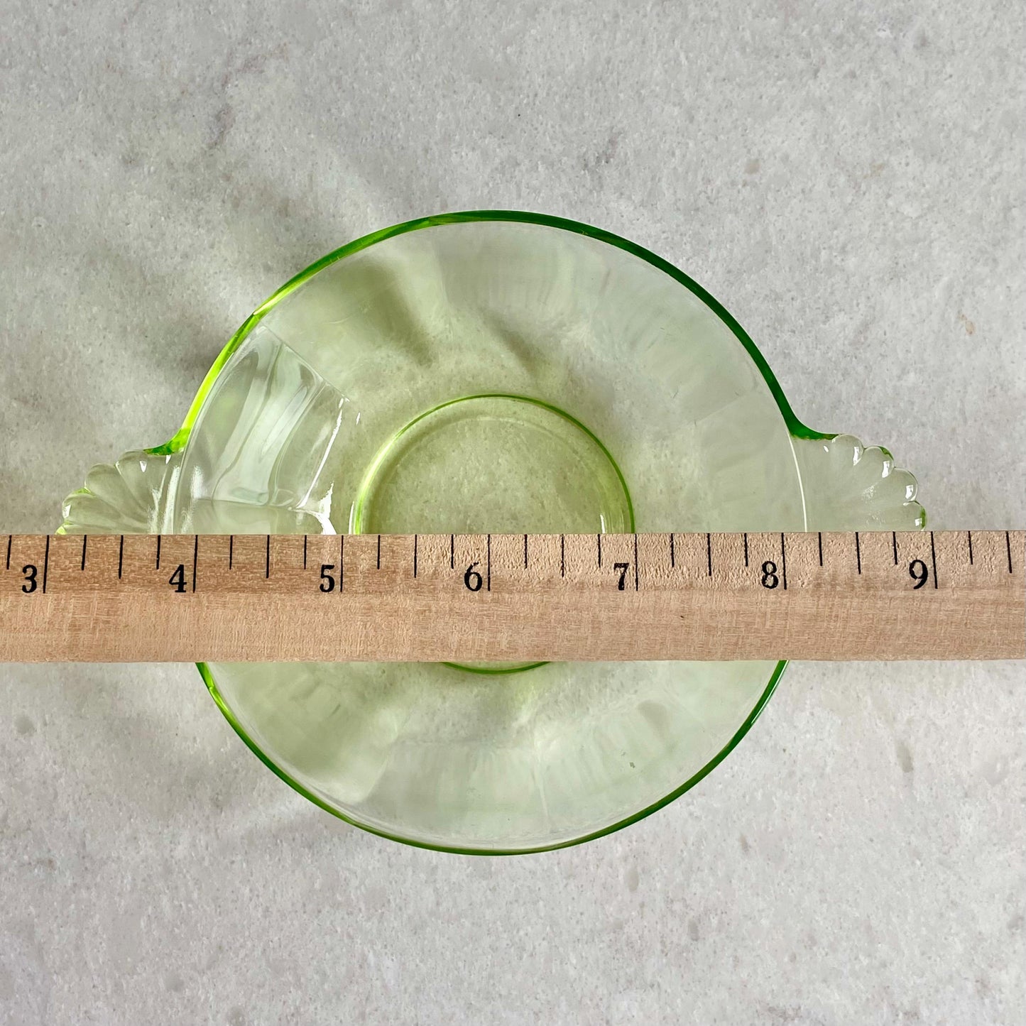 Vintage Anchor Hocking Green Uranium Glass Handled Bowls - Set of 4