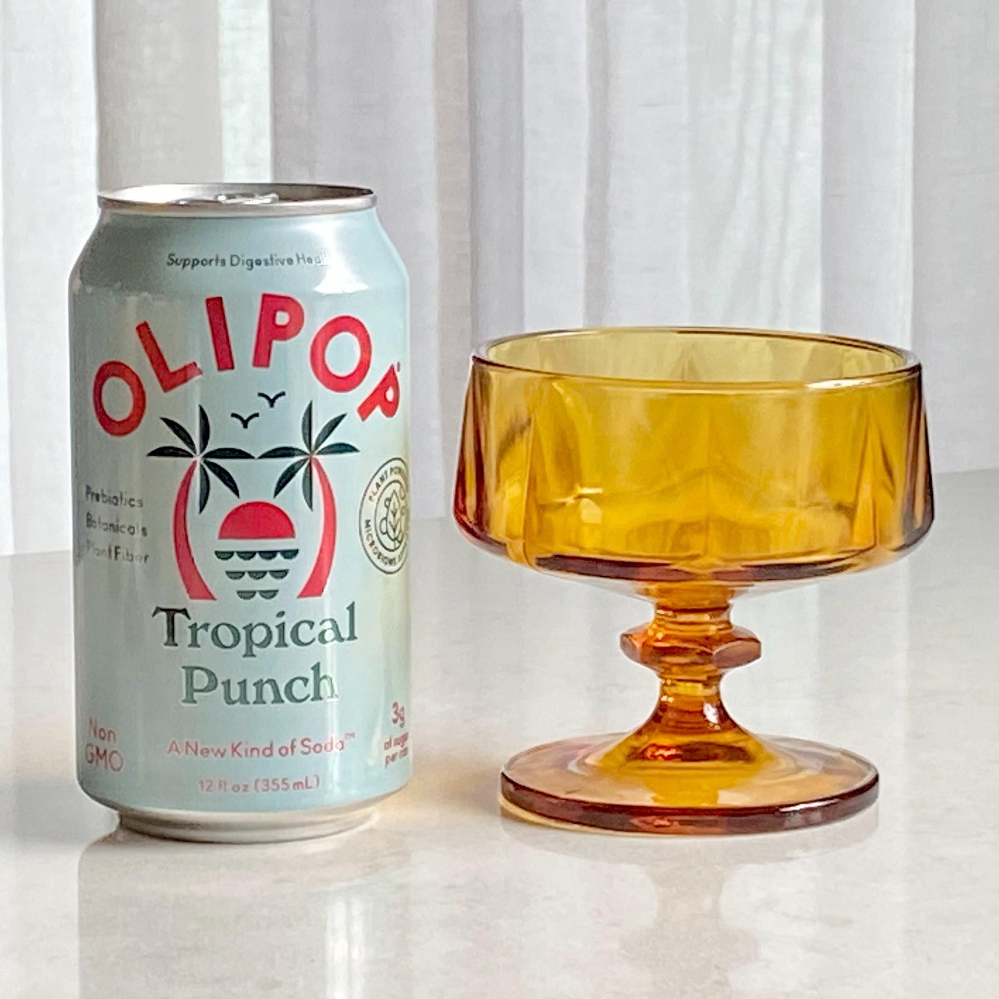 Vintage Indiana Colony Nouveau Gold Paneled Glasses Champagne Coupes / Sherbet Cups - Set of 4