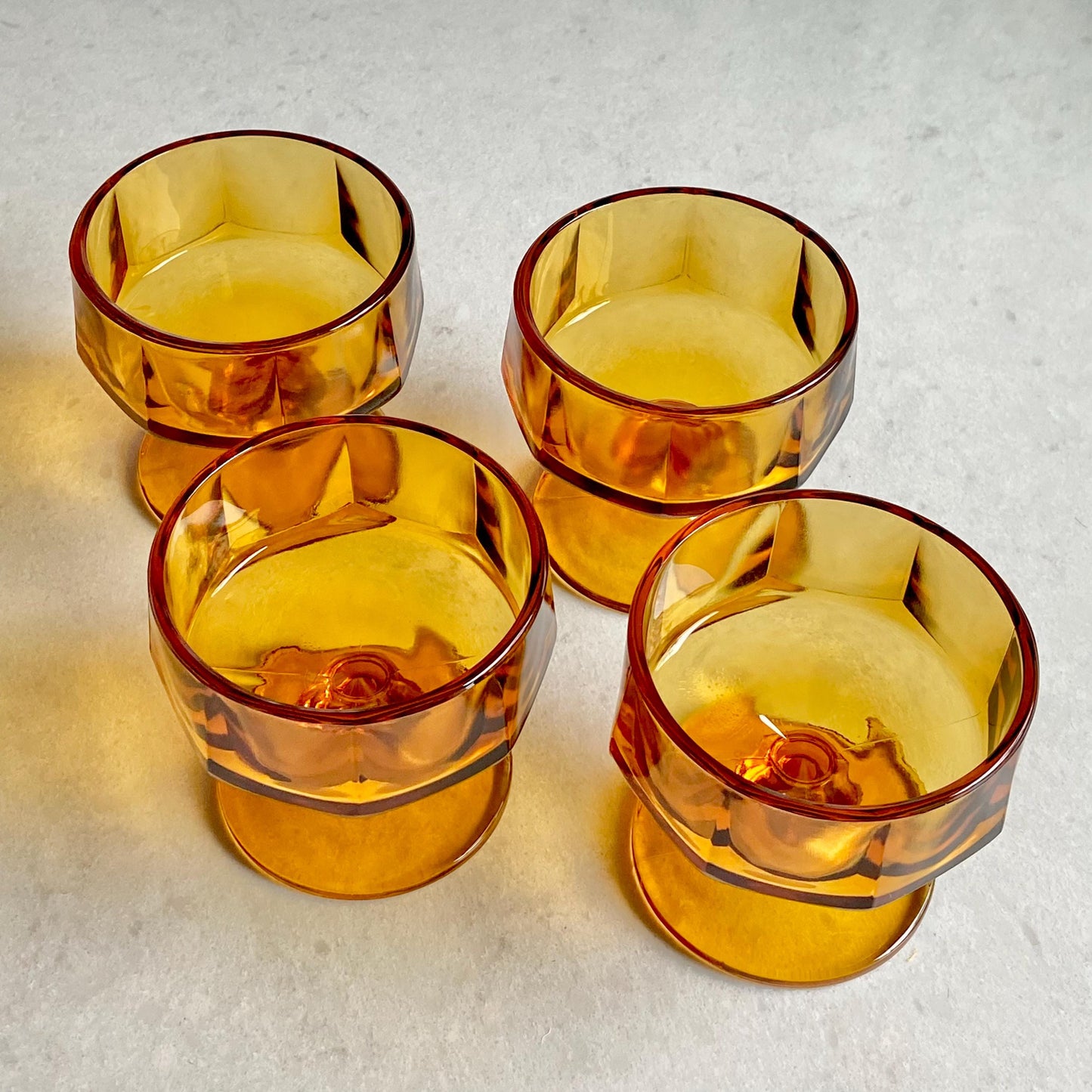 Vintage Indiana Colony Nouveau Gold Paneled Glasses Champagne Coupes / Sherbet Cups - Set of 4