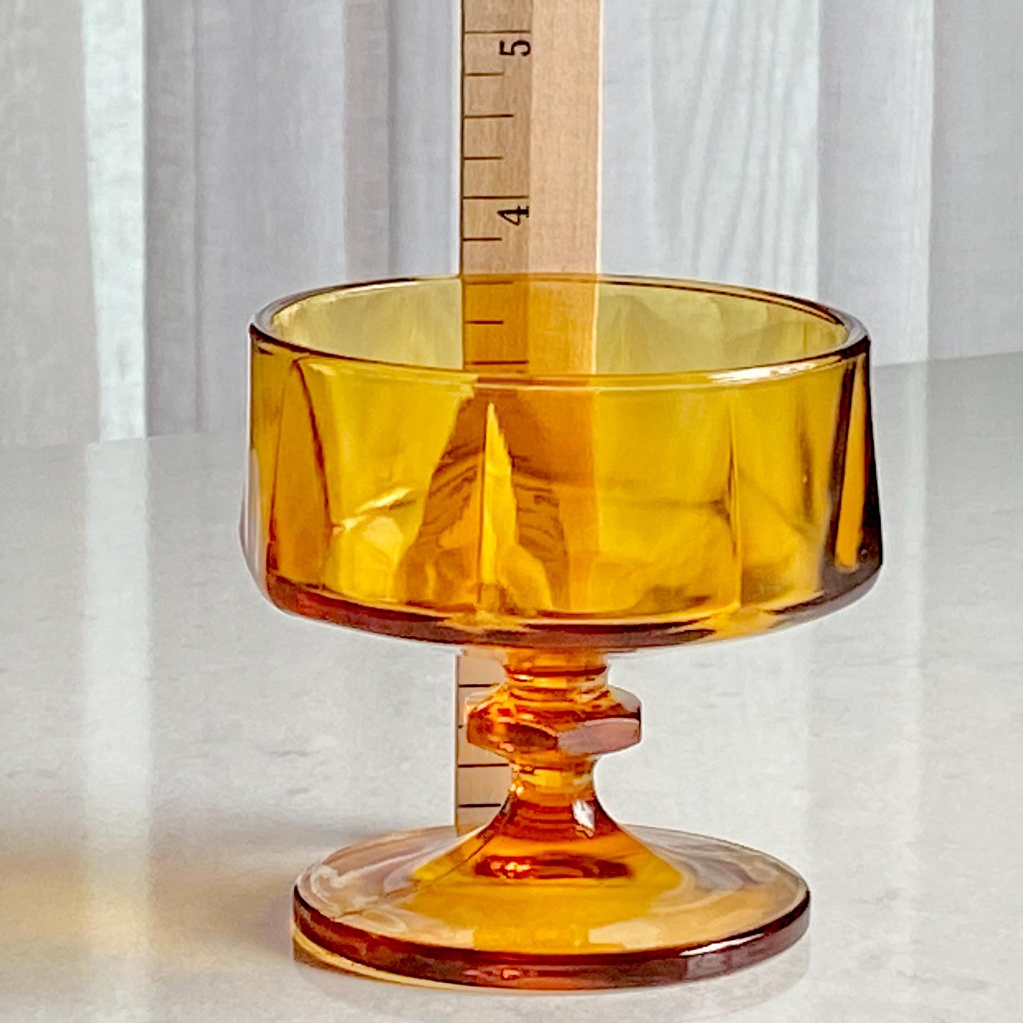 Vintage Indiana Colony Nouveau Gold Paneled Glasses Champagne Coupes / Sherbet Cups - Set of 4