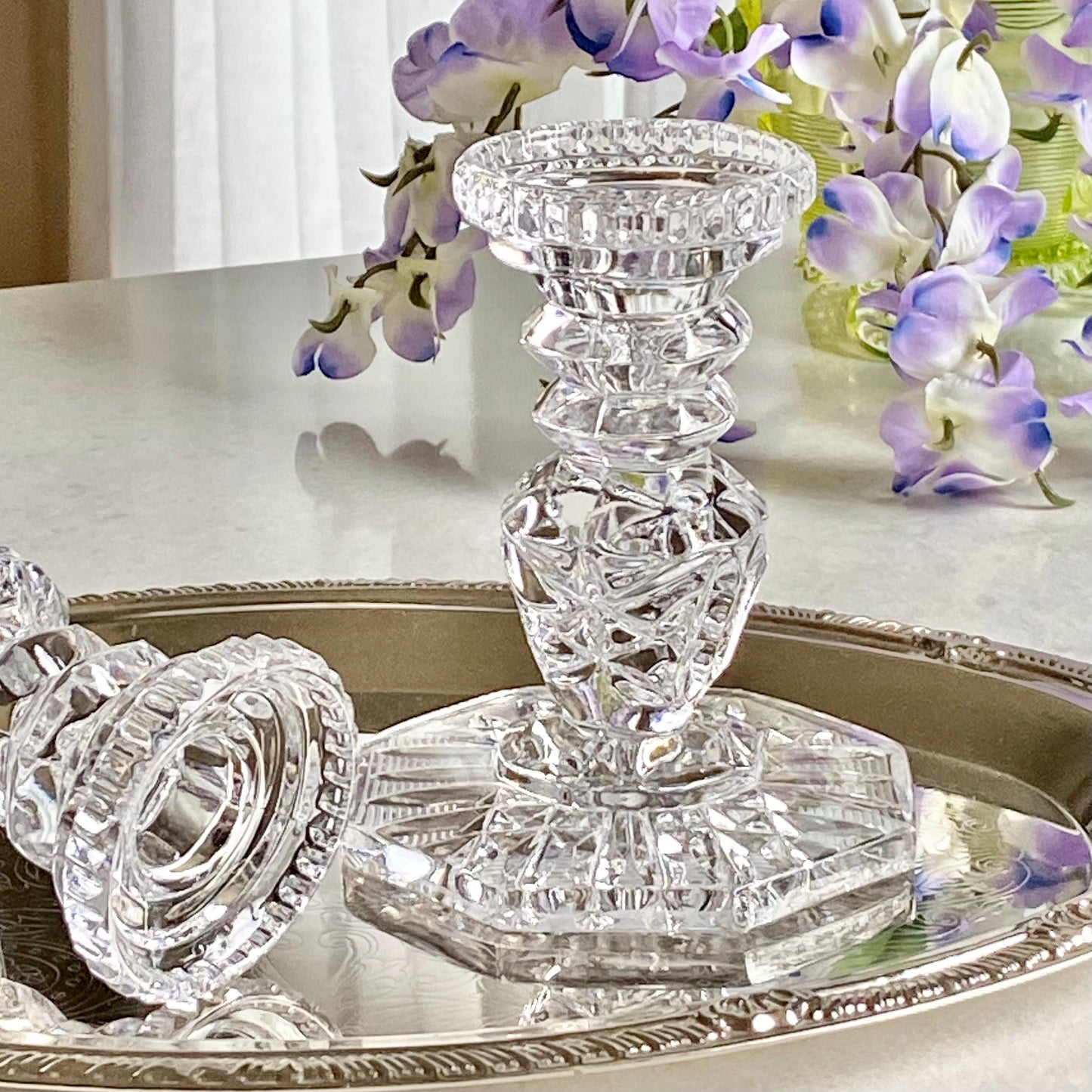 Vintage Hand Cut Crystal West German Candle Holders - Set of 2