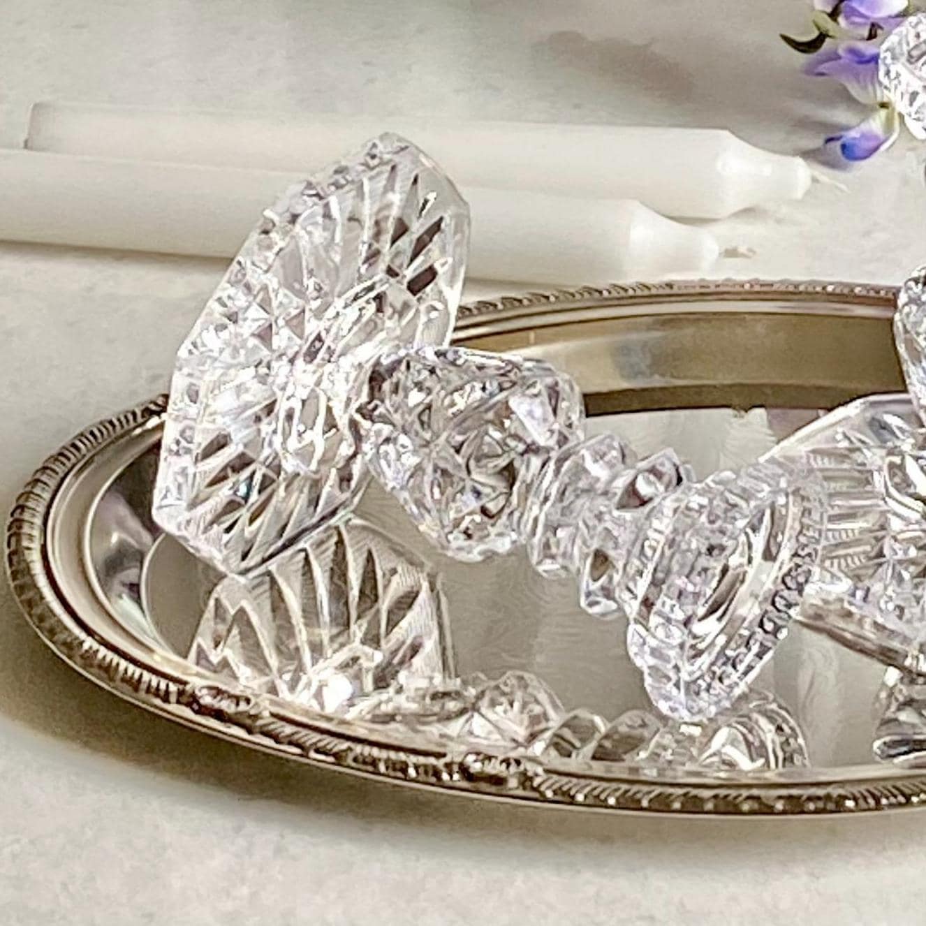 Vintage Hand Cut Crystal West German Candle Holders - Set of 2