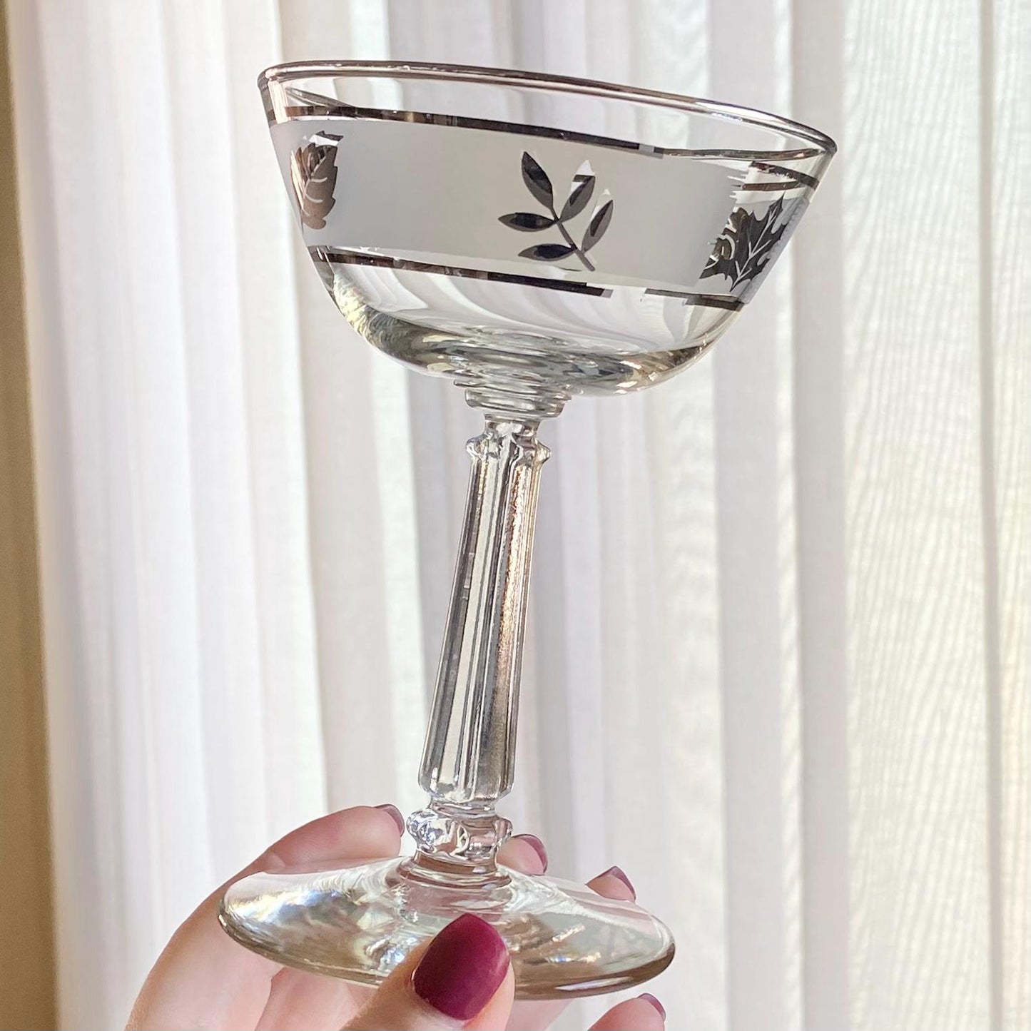 Vintage Libbey Silver Leaf Champagne Coupes / Cocktail Glasses (cirrca 1953 - 1978) - Set of 6