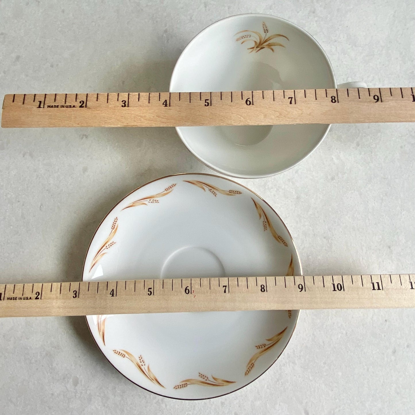Vintage Abalone China Golden Grain Cups and Saucers - 4 Sets, 8 pieces total