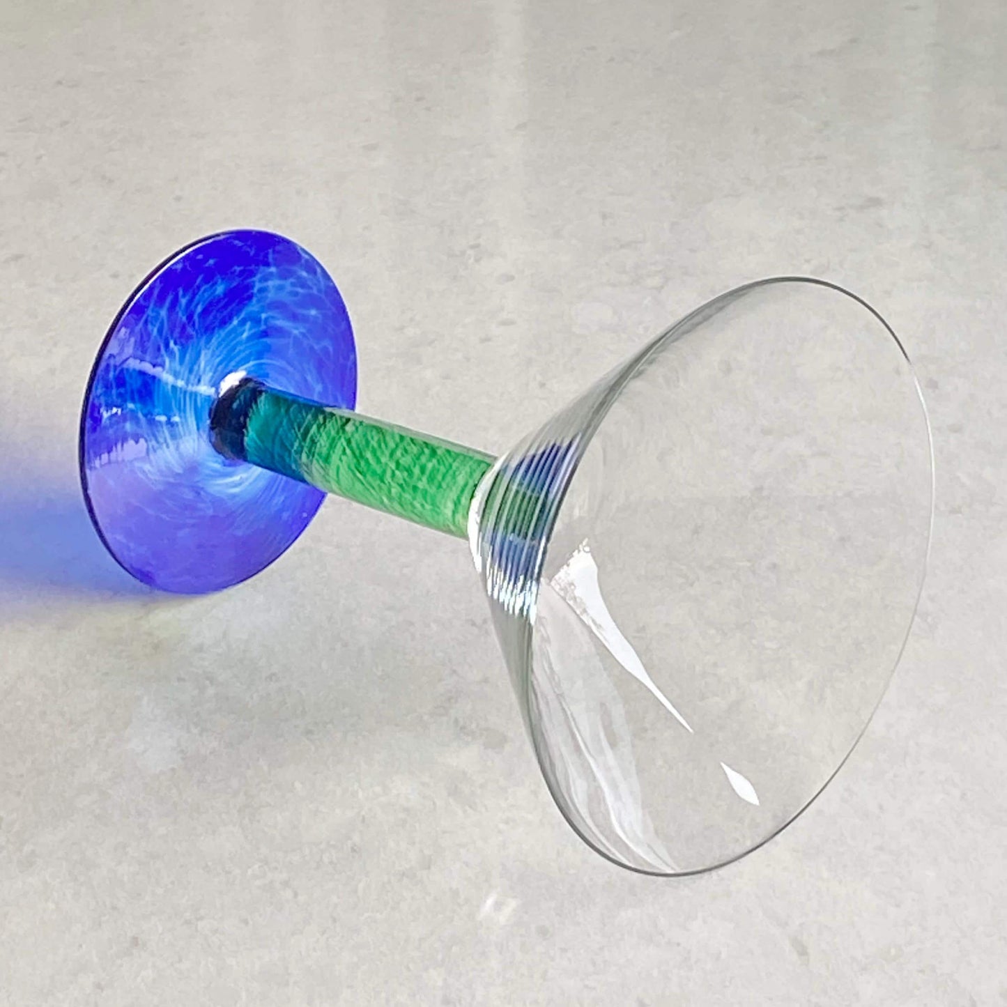 Vintage Fostoria Green Stem Blue Foot Glasses (FOS6) - Set of 8