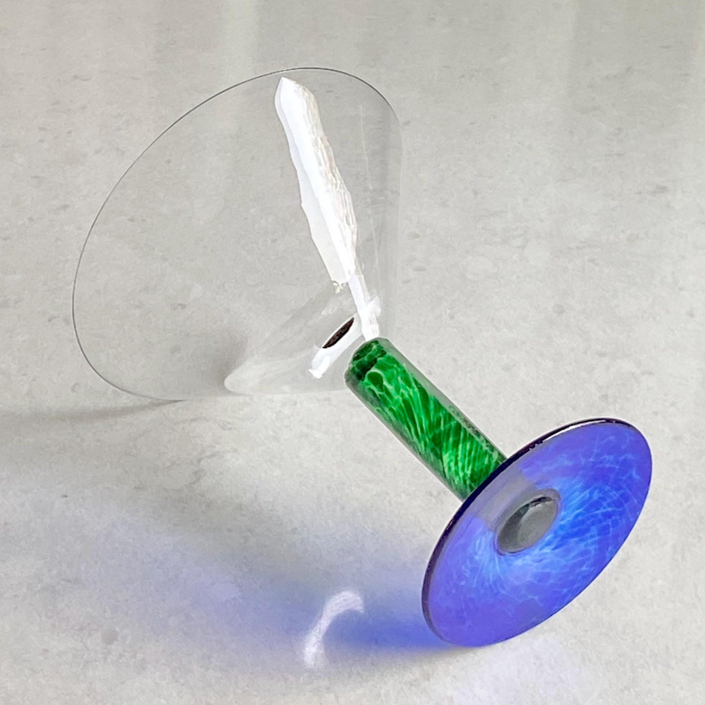 Vintage Fostoria Green Stem Blue Foot Glasses (FOS6) - Set of 8