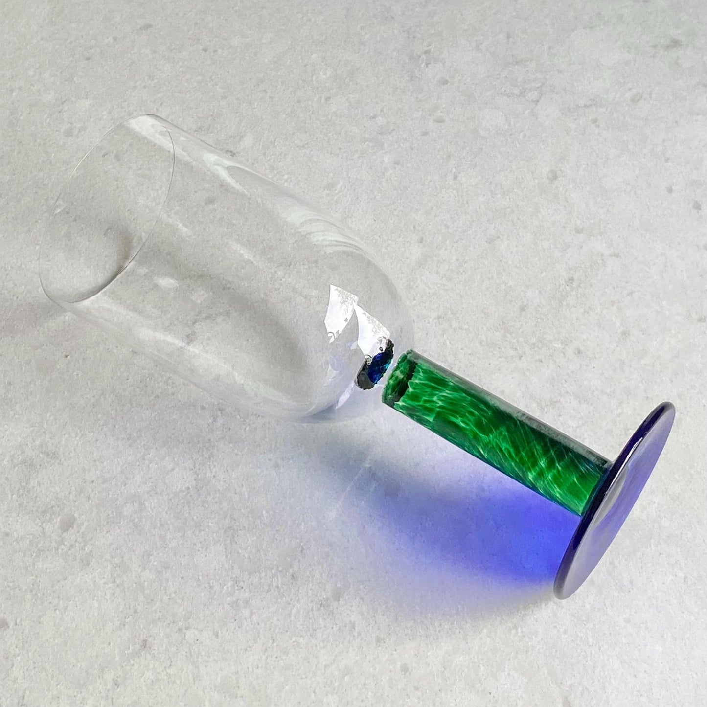 Vintage Fostoria Green Stem Blue Foot Glasses (FOS6 LG) - Set of 12