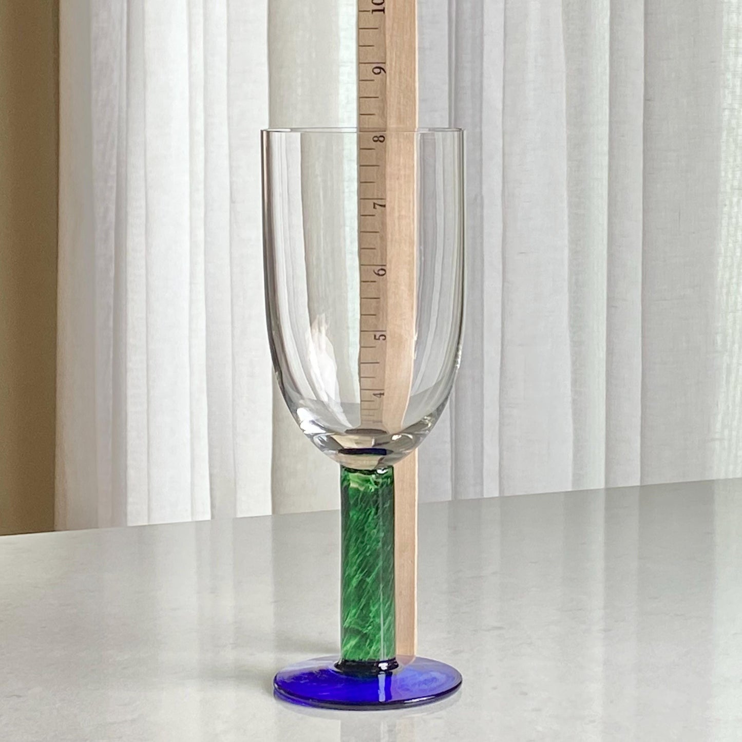 Vintage Fostoria Green Stem Blue Foot Glasses (FOS6 LG) - Set of 12