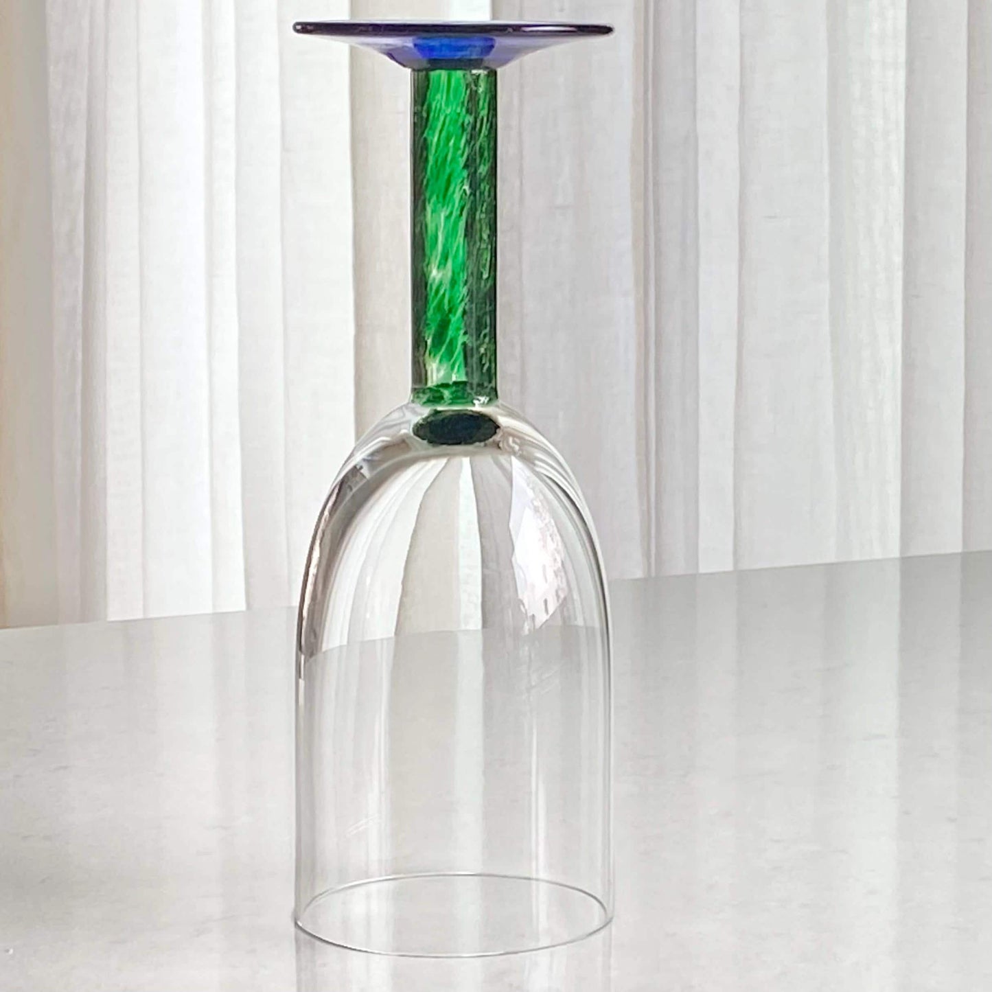 Vintage Fostoria Green Stem Blue Foot Glasses (FOS6 LG) - Set of 12