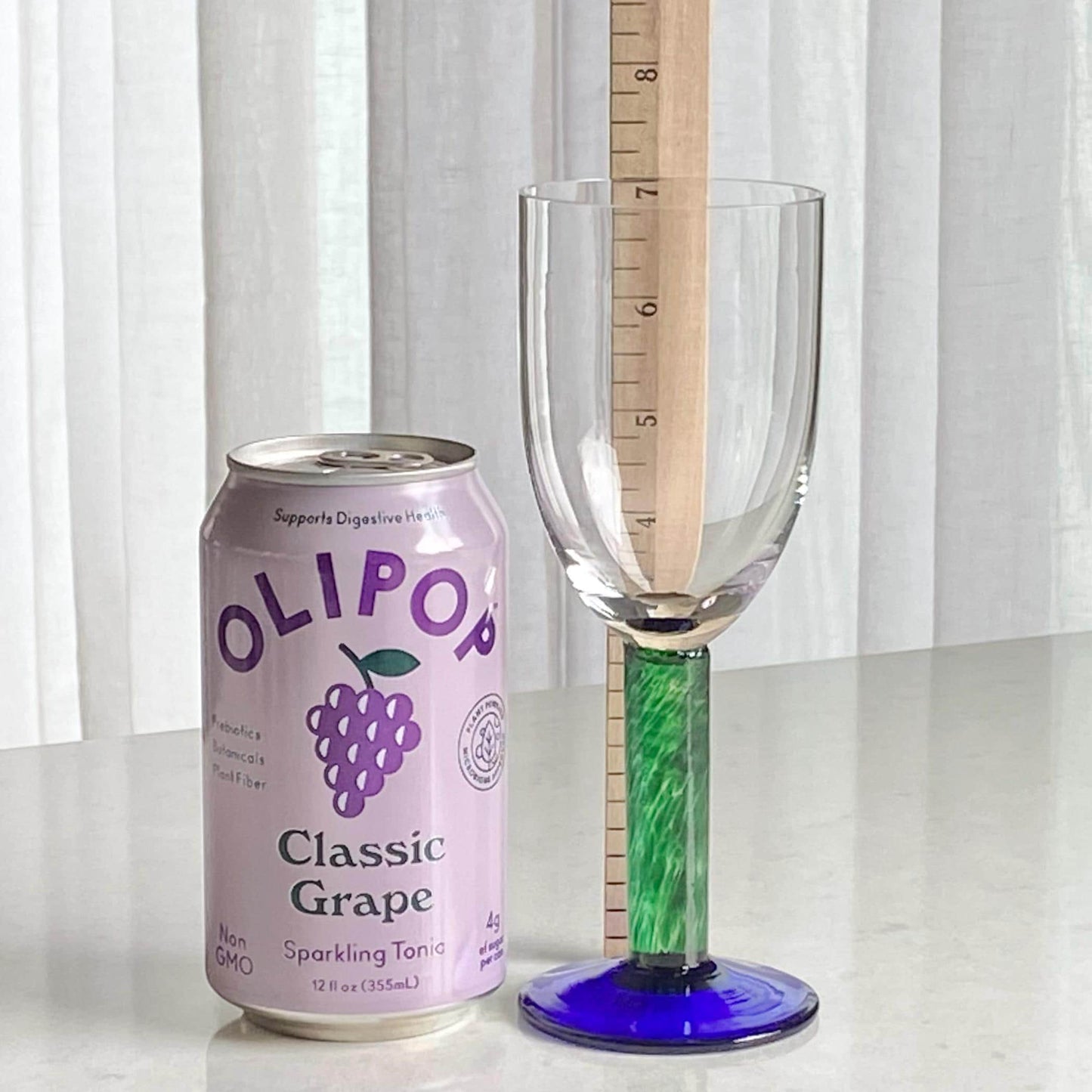 Vintage Fostoria Green Stem Blue Foot Glasses (FOS6 SM) - Set of 12