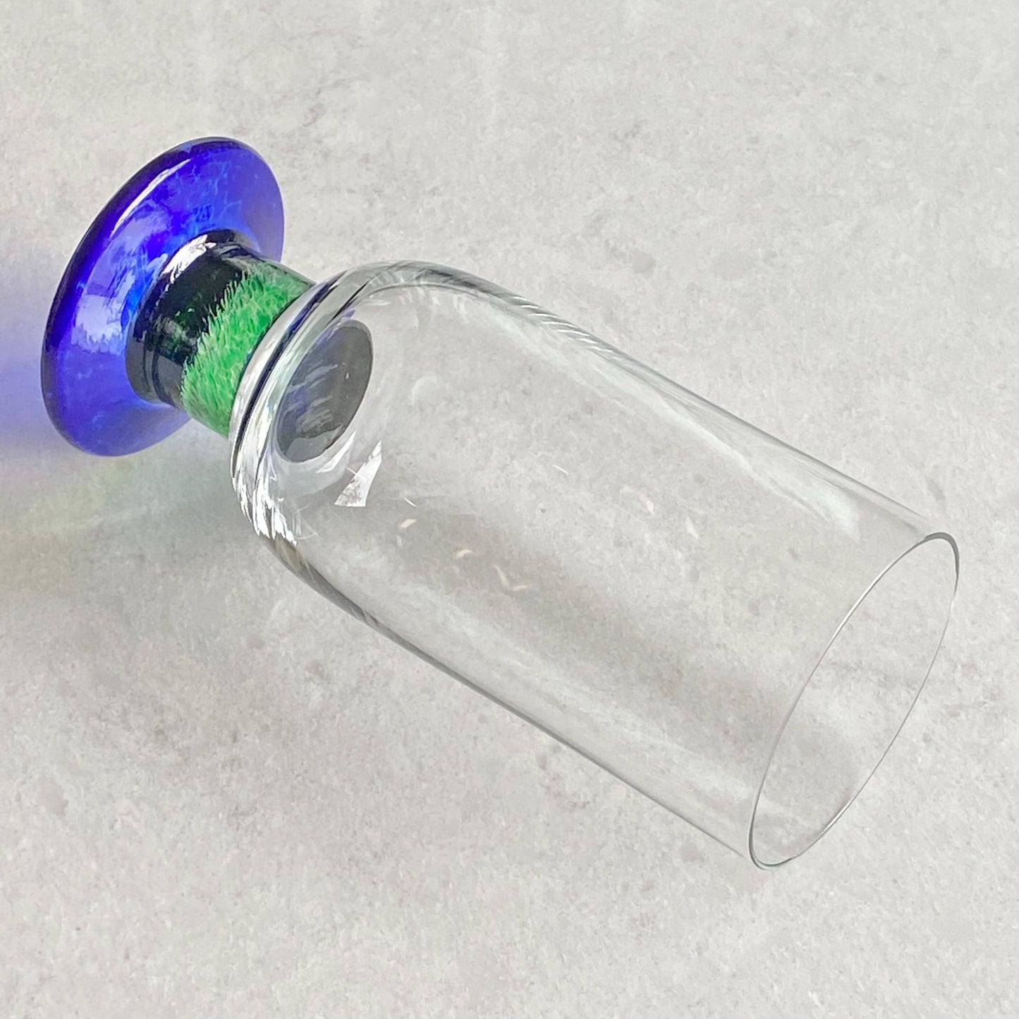 Vintage Fostoria Green Stem Blue Foot Glasses (FOS6) - Set of 10