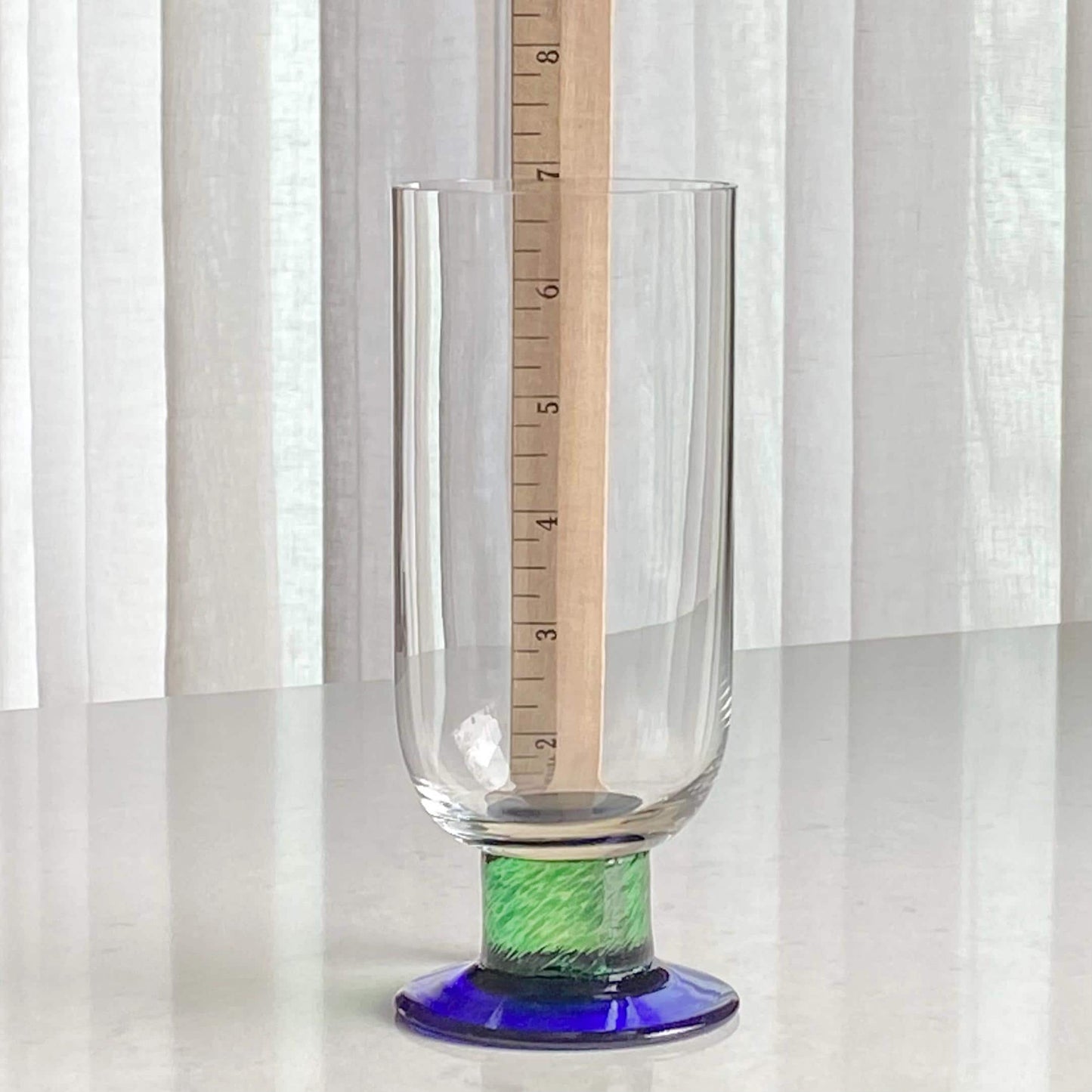 Vintage Fostoria Green Stem Blue Foot Glasses (FOS6) - Set of 10