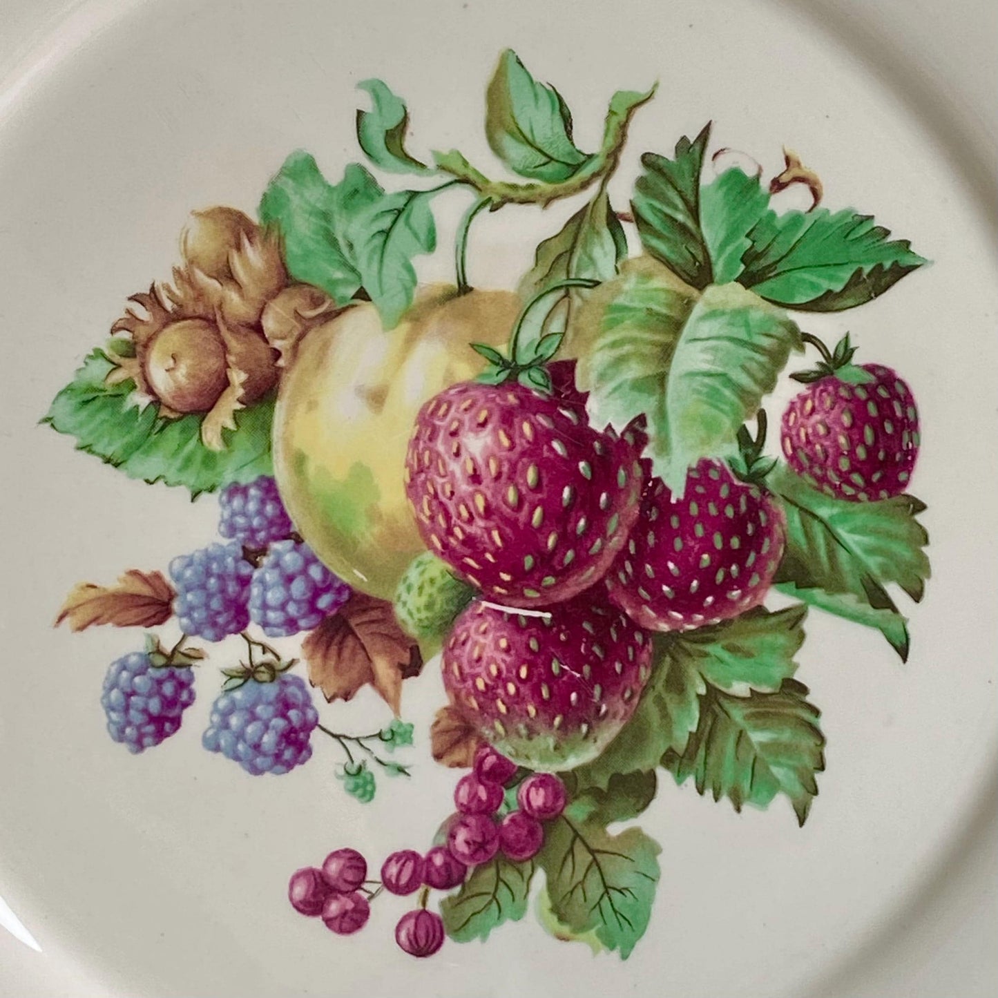 Vintage Harker Pottery Co. Strawberry Pie Plate Set with 22 Kt. Gold Trim - 6 pieces total
