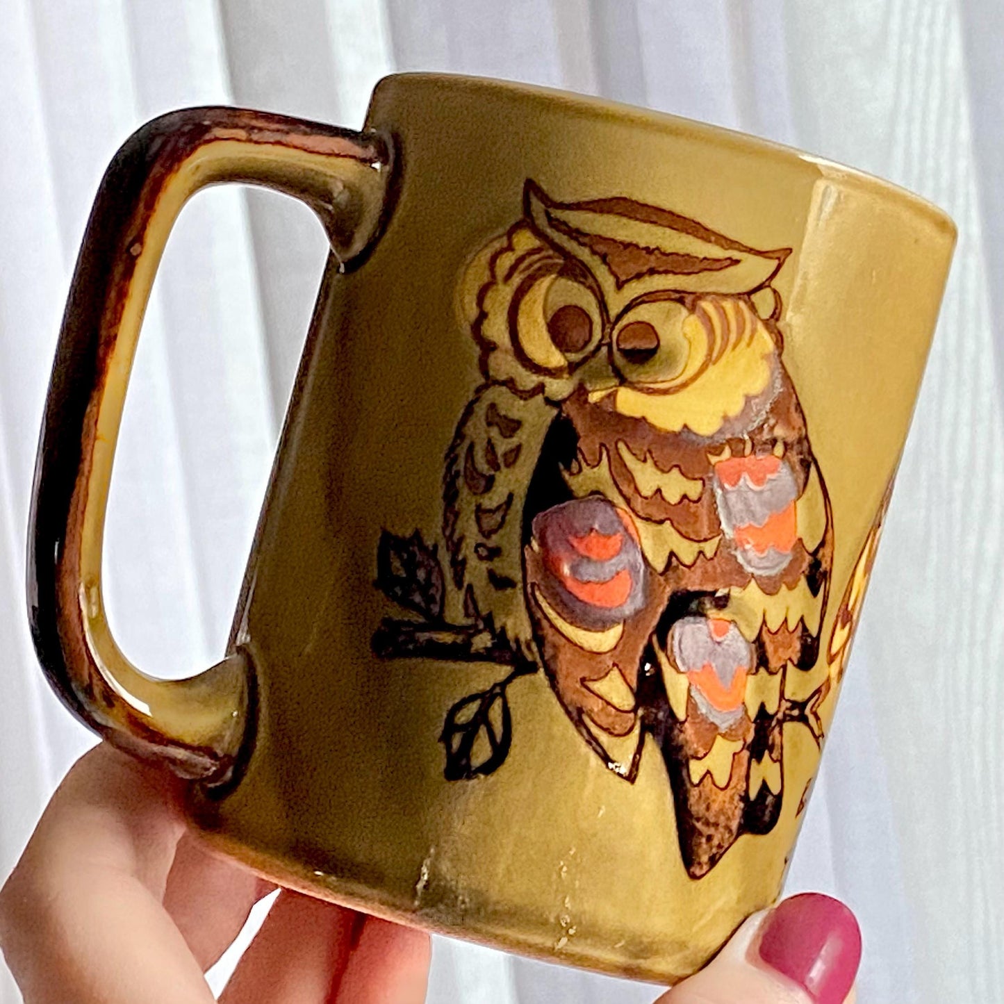 Vintage Otagiri Owl, Flower and Apple Mugs - Set of 4
