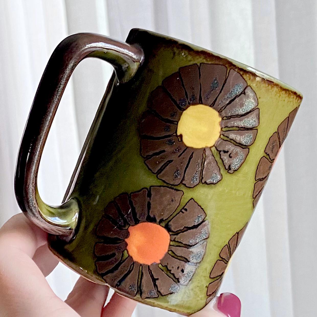 Vintage Otagiri Owl, Flower and Apple Mugs - Set of 4