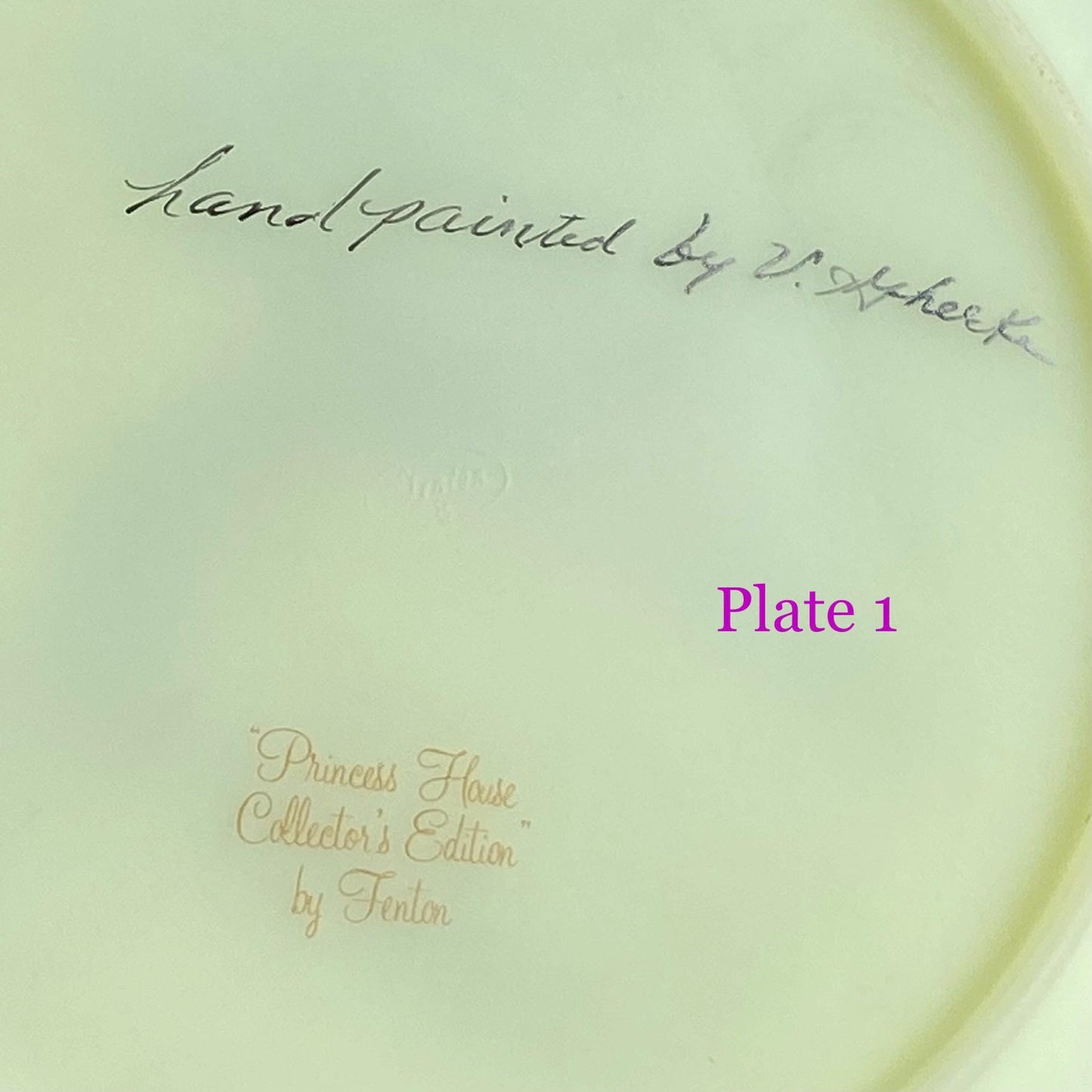 Vintage Fenton Hand Painted Custard Glass Plates (circa 1980) - 2 Available
