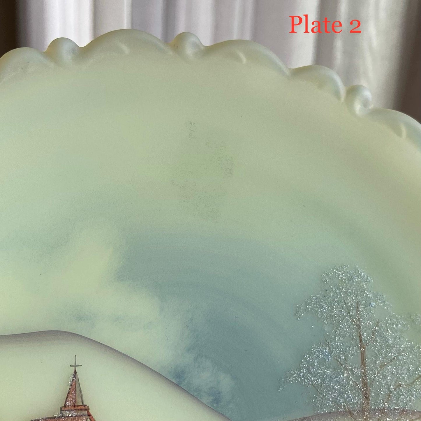 Vintage Fenton Hand Painted Custard Glass Plates (circa 1980) - 2 Available