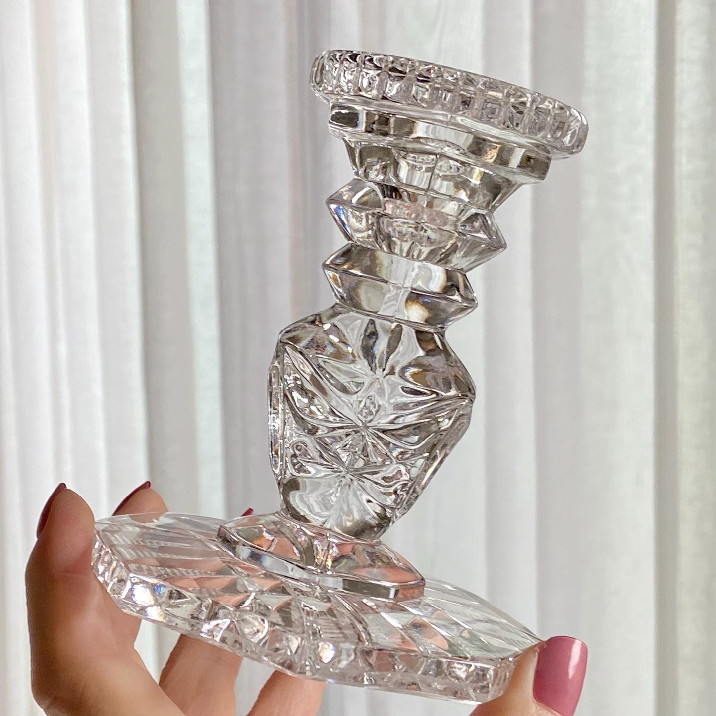 Vintage Hand Cut Crystal West German Candle Holders - Set of 2