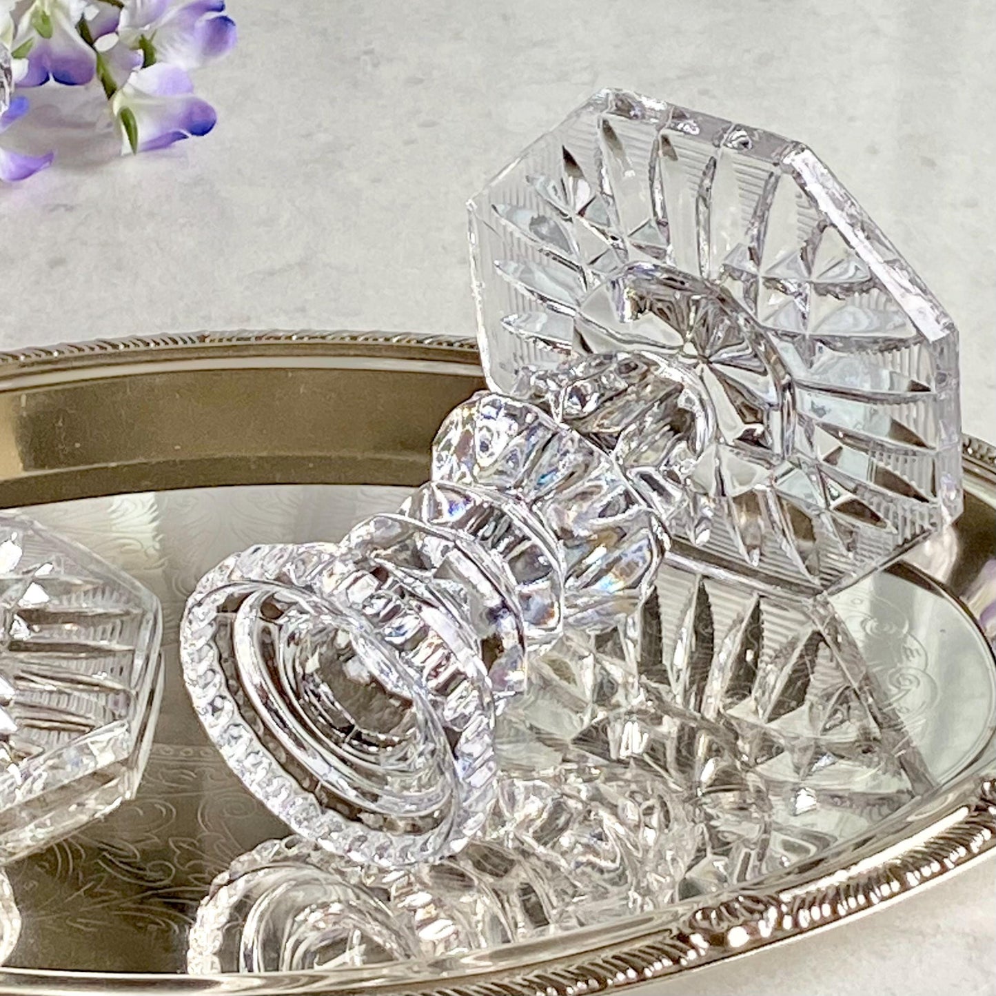 Vintage Hand Cut Crystal West German Candle Holders - Set of 2