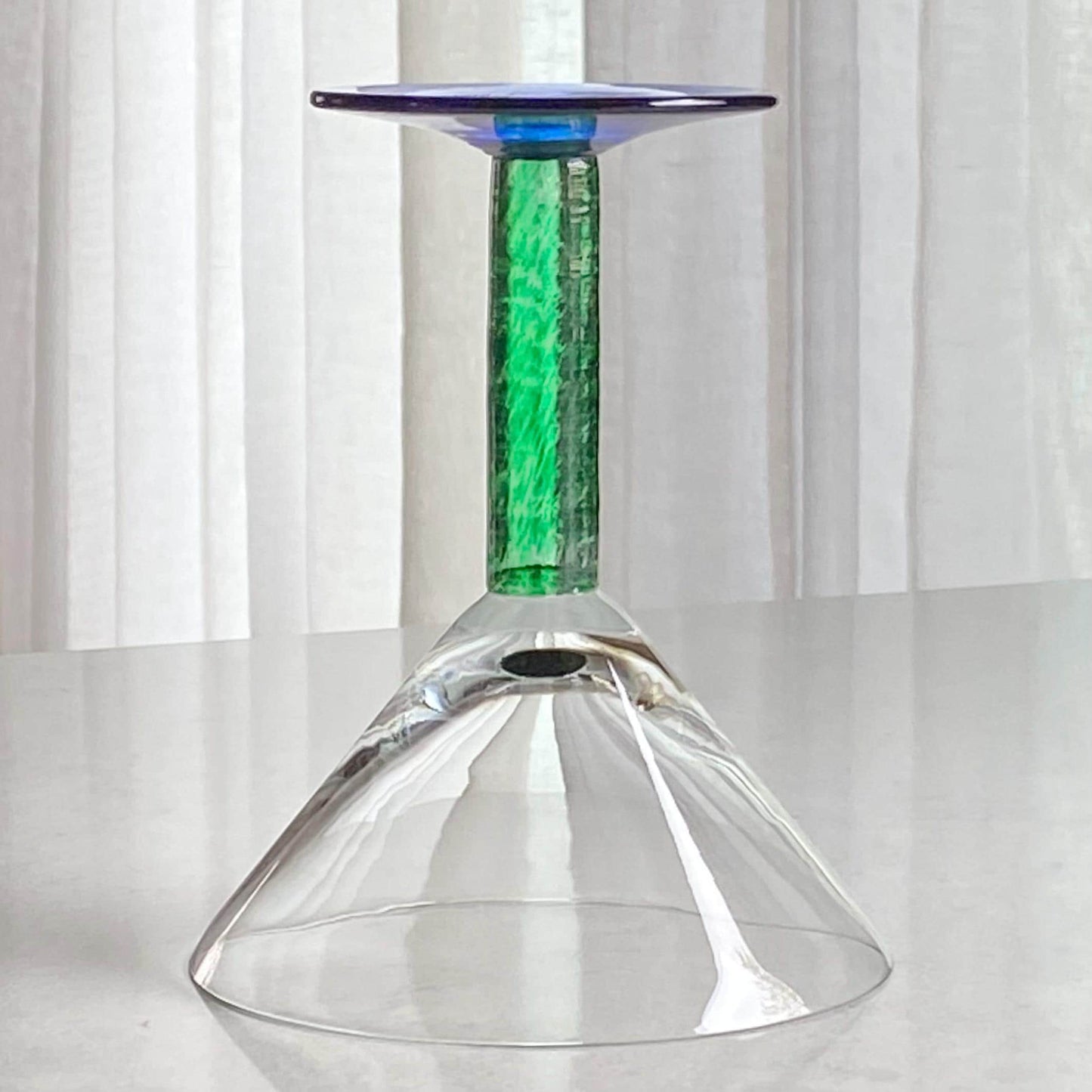 Vintage Fostoria Green Stem Blue Foot Glasses (FOS6) - Set of 8