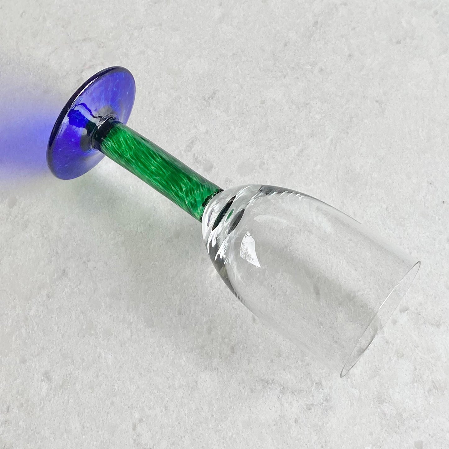 Vintage Fostoria Green Stem Blue Foot Glasses (FOS6 SM) - Set of 12