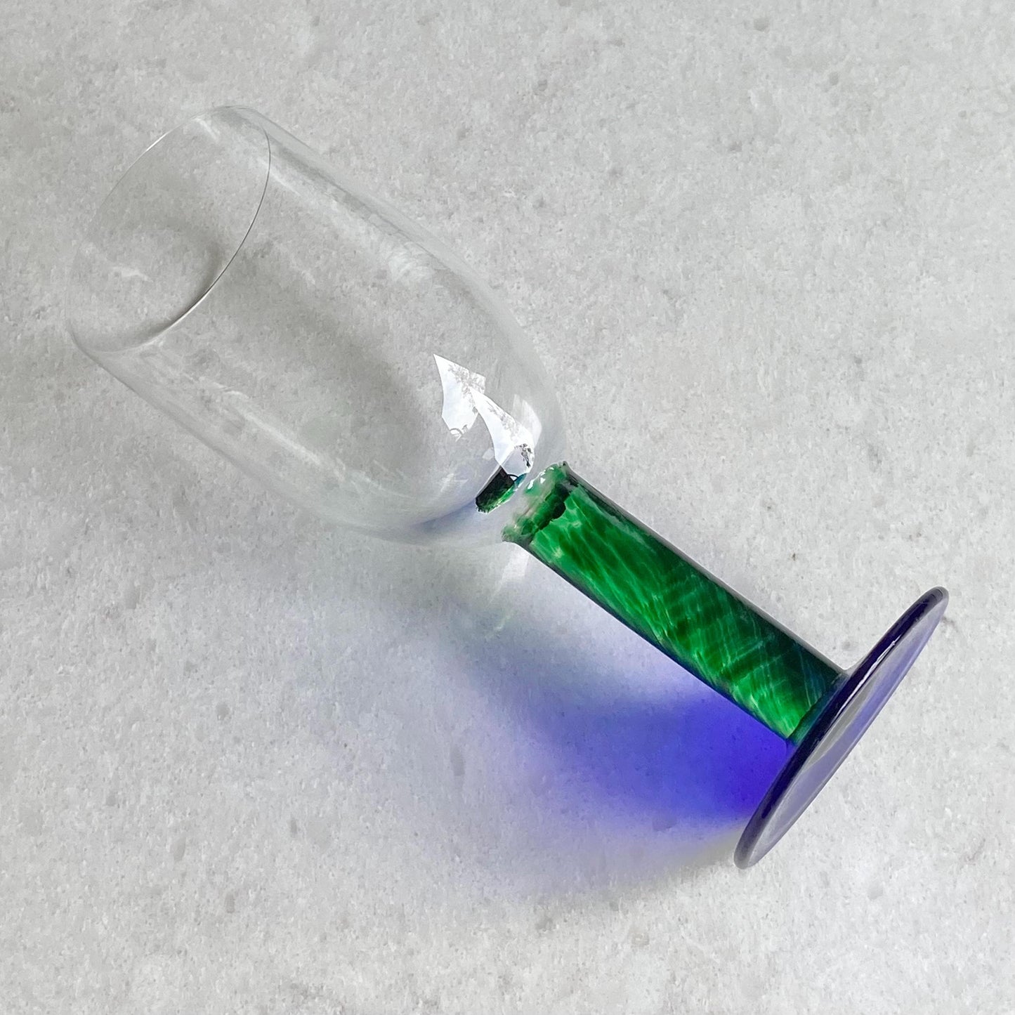 Vintage Fostoria Green Stem Blue Foot Glasses (FOS6 SM) - Set of 12