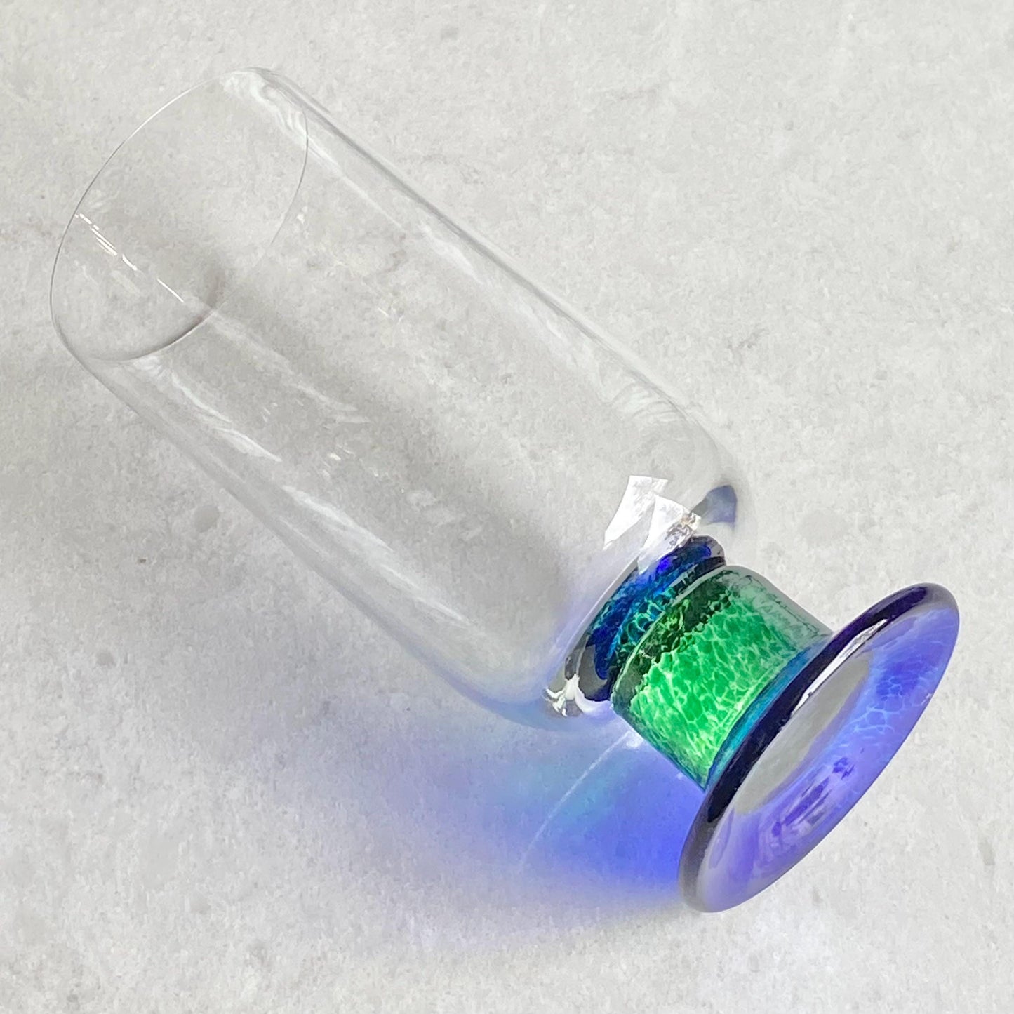 Vintage Fostoria Green Stem Blue Foot Glasses (FOS6) - Set of 10