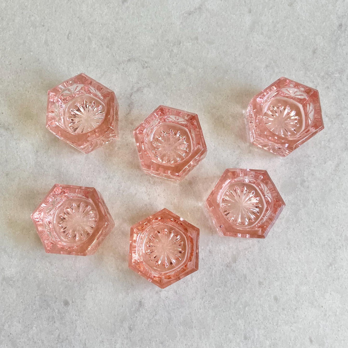 Vintage Pink Hexagonal Salt Dips - Set of 6