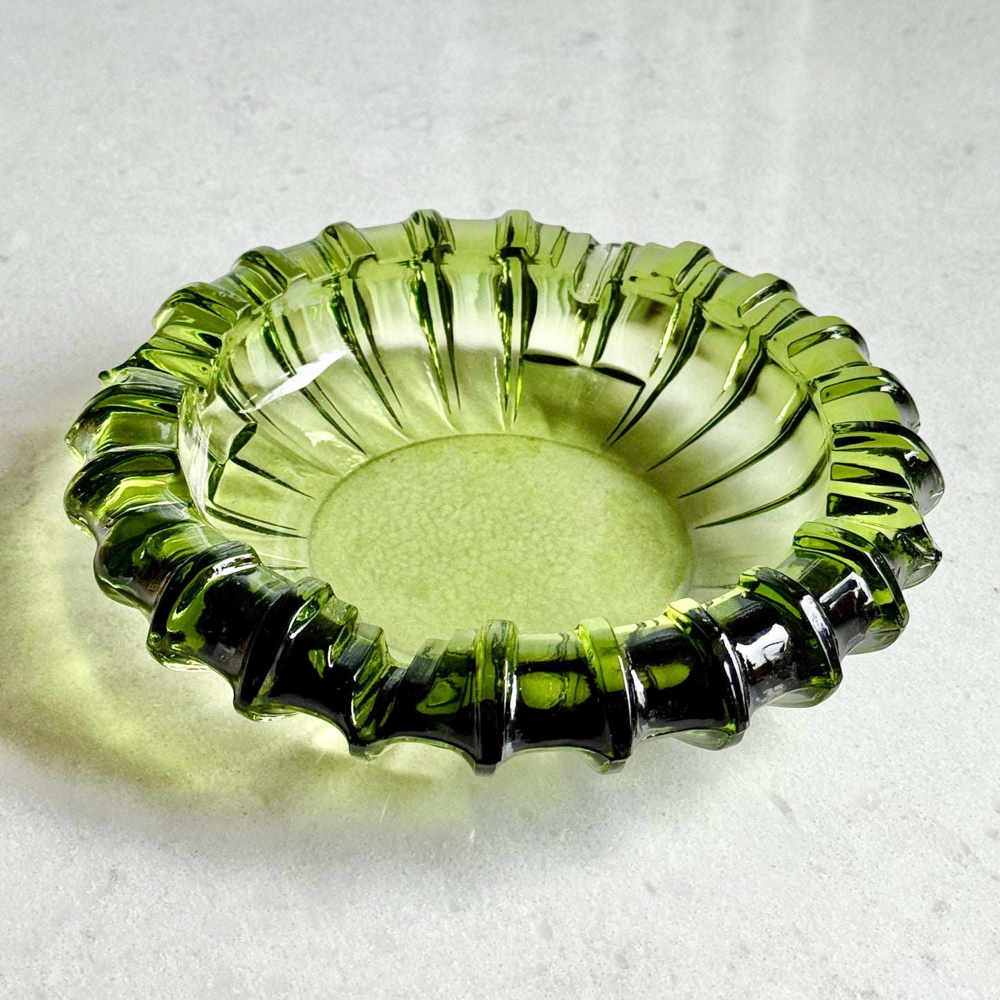 Vintage Green Ribbed 7 Inch Ashtray