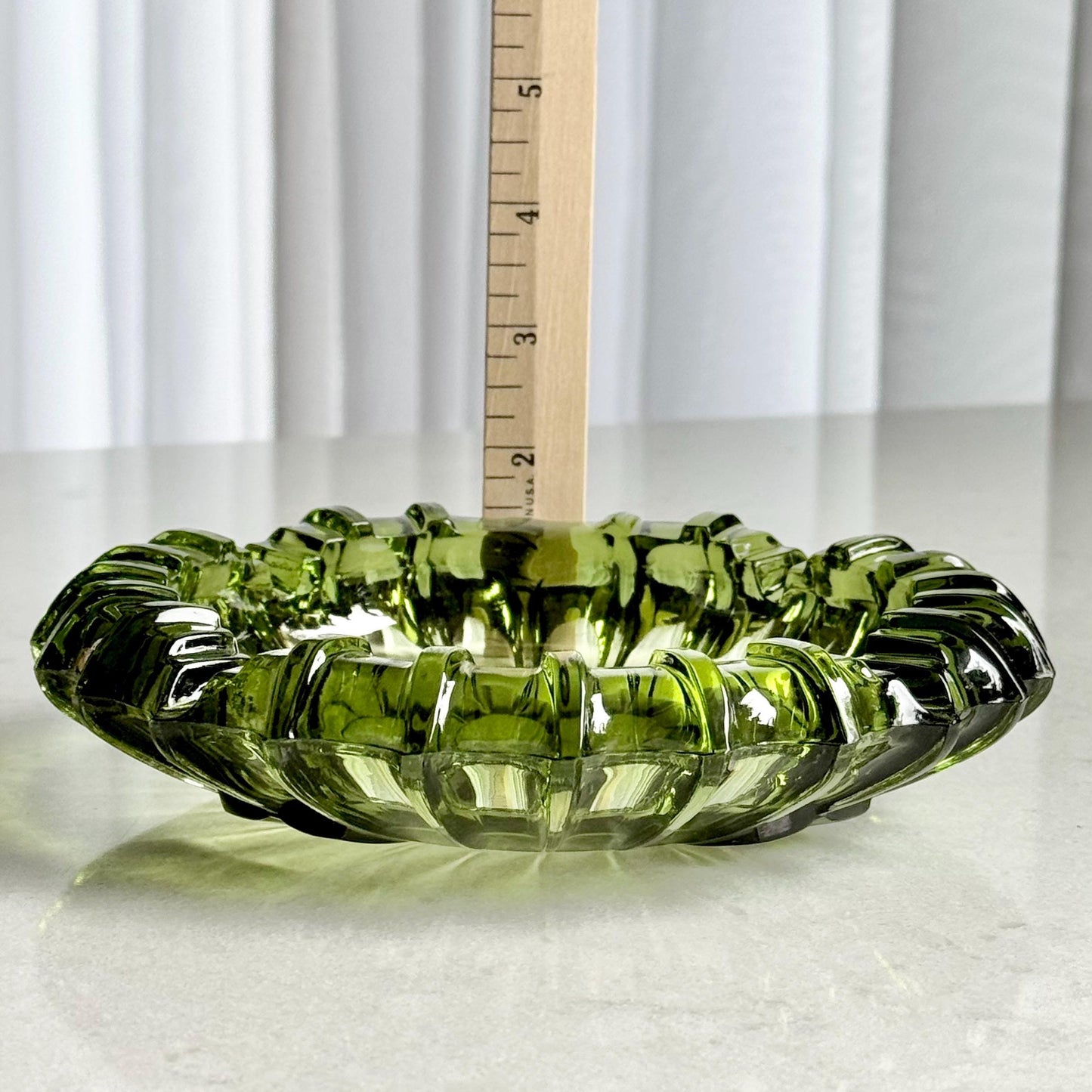 Vintage Green Ribbed 7 Inch Ashtray