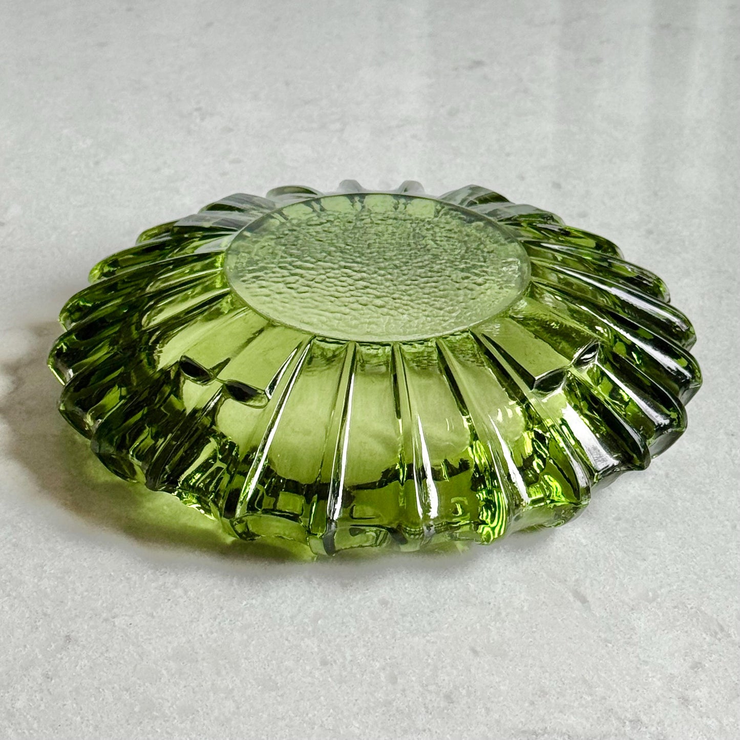 Vintage Green Ribbed 7 Inch Ashtray