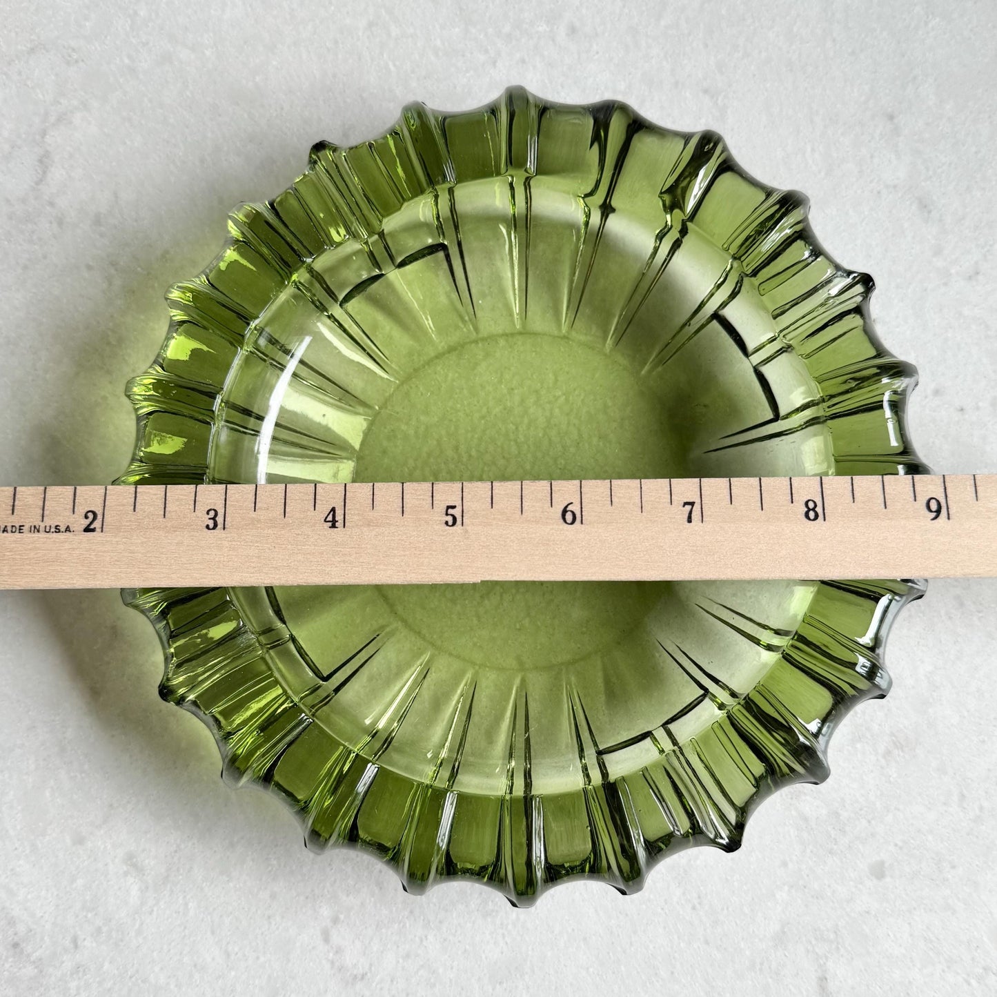 Vintage Green Ribbed 7 Inch Ashtray