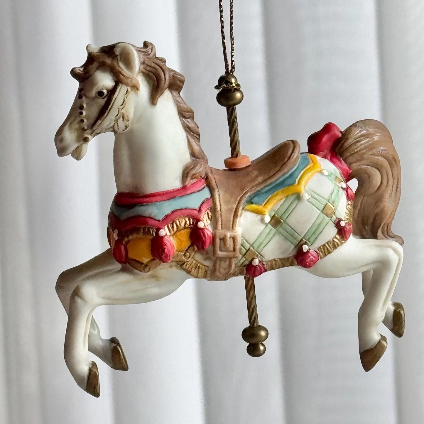 Vintage Holiday Time Porcelain Carousel Horse Ornaments - Set of 6