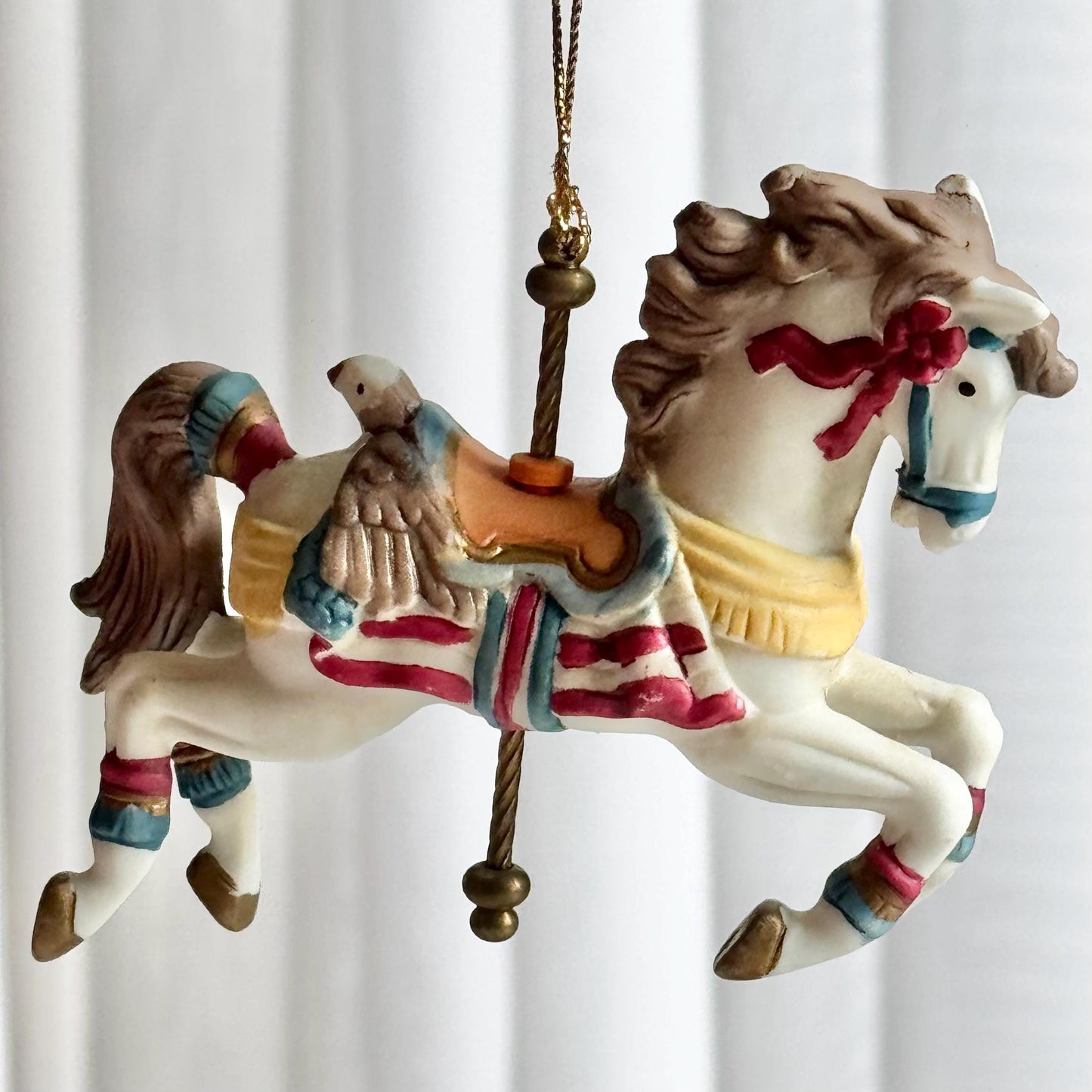 Vintage Holiday Time Porcelain Carousel Horse Ornaments - Set of 6
