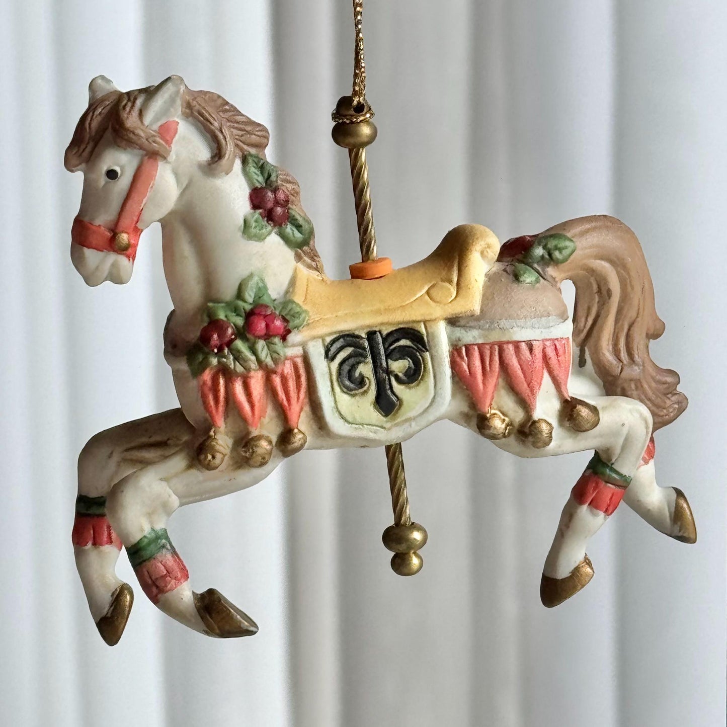 Vintage Holiday Time Porcelain Carousel Horse Ornaments - Set of 6