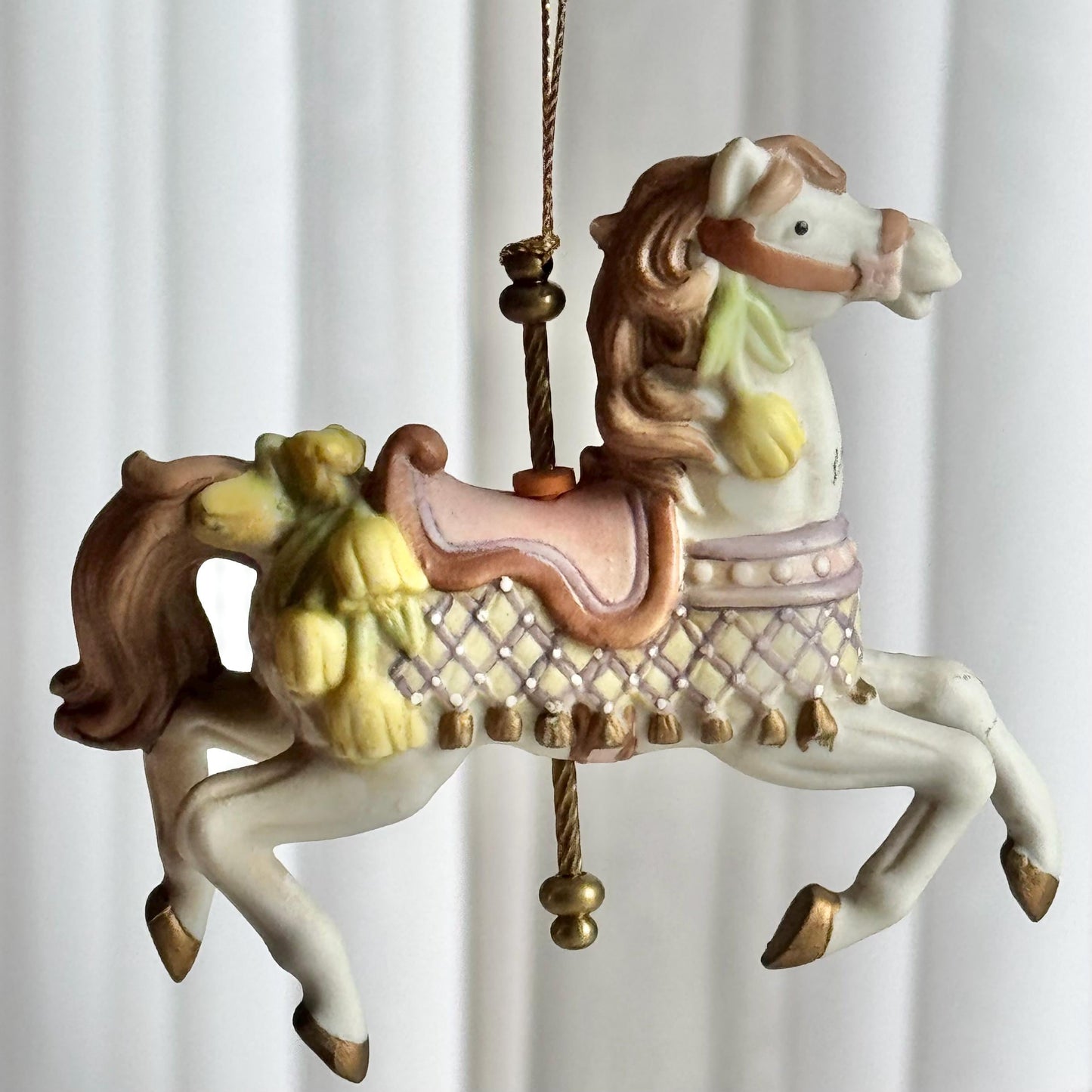 Vintage Holiday Time Porcelain Carousel Horse Ornaments - Set of 6