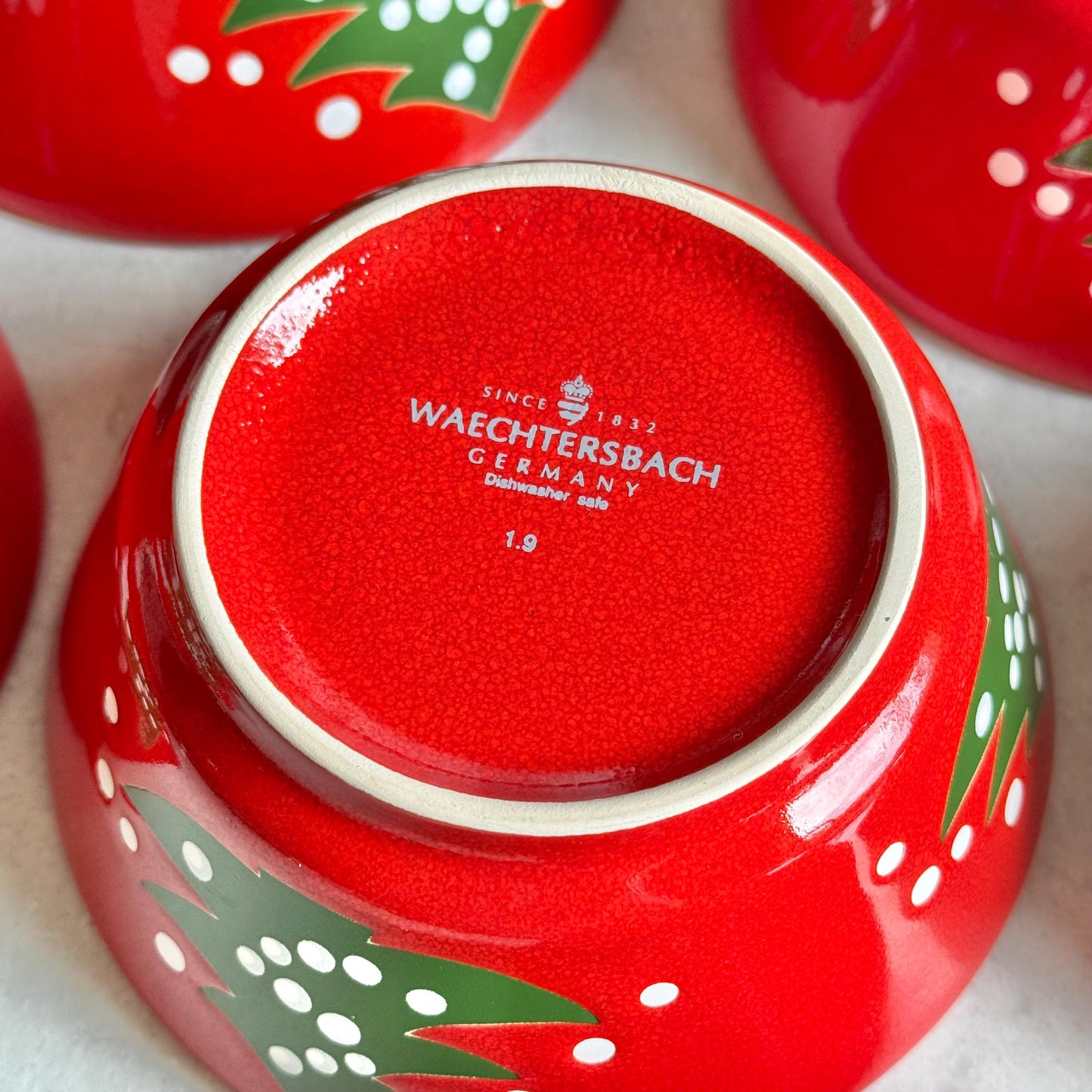 Vintage Waechtersbach Red Christmas Tree 4-7/8 Inch Bowls - Set of 8
