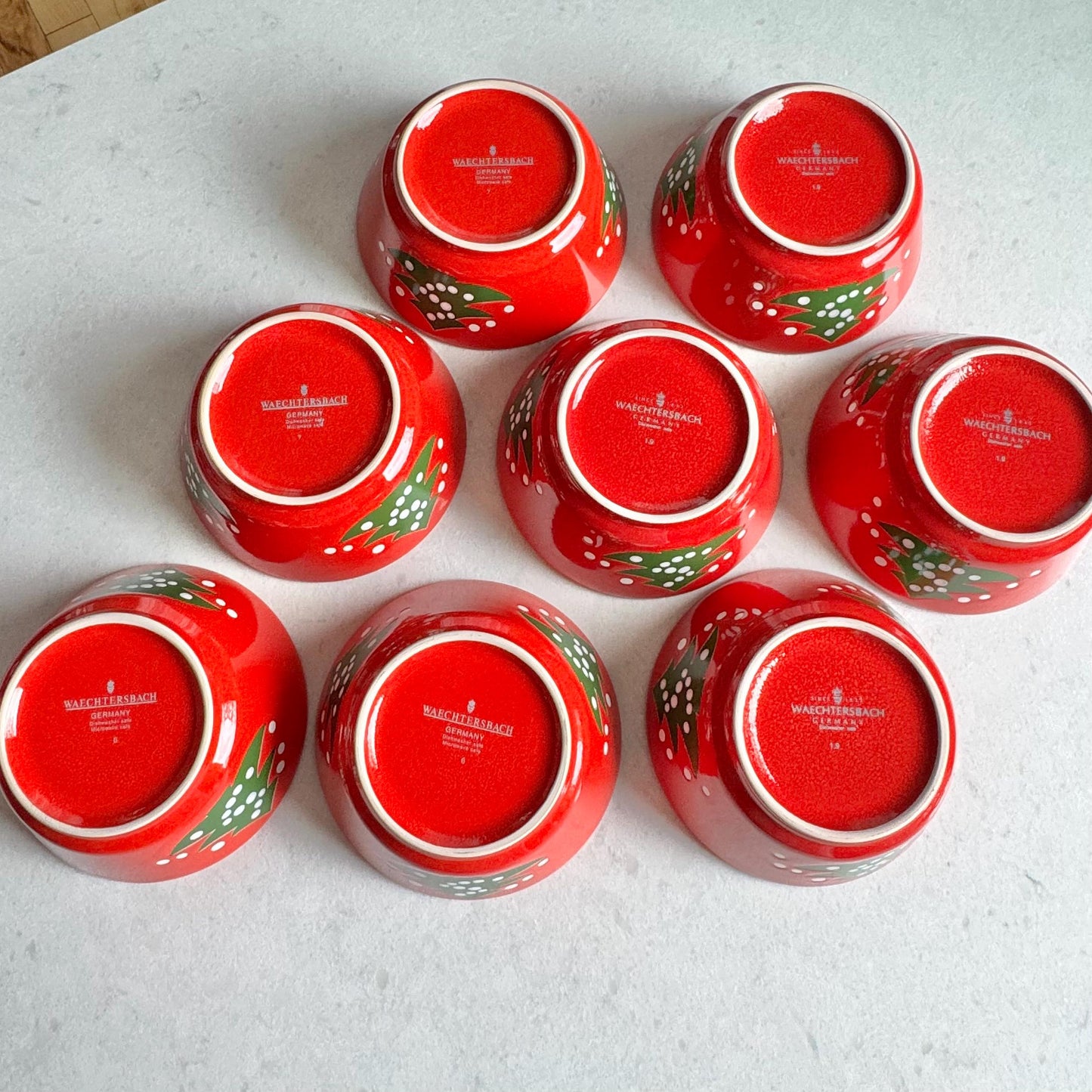 Vintage Waechtersbach Red Christmas Tree 4-7/8 Inch Bowls - Set of 8