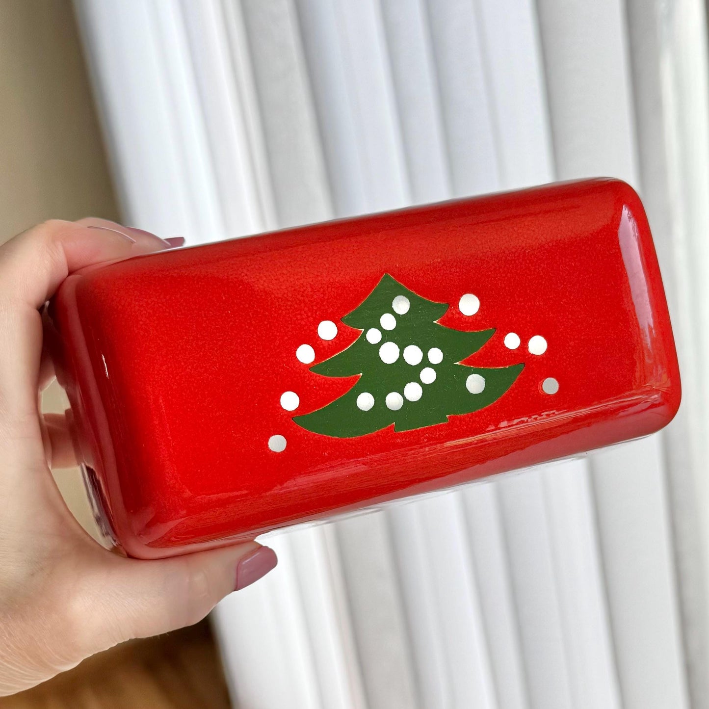 Vintage Waechtersbach Red Christmas Tree Butter Dish