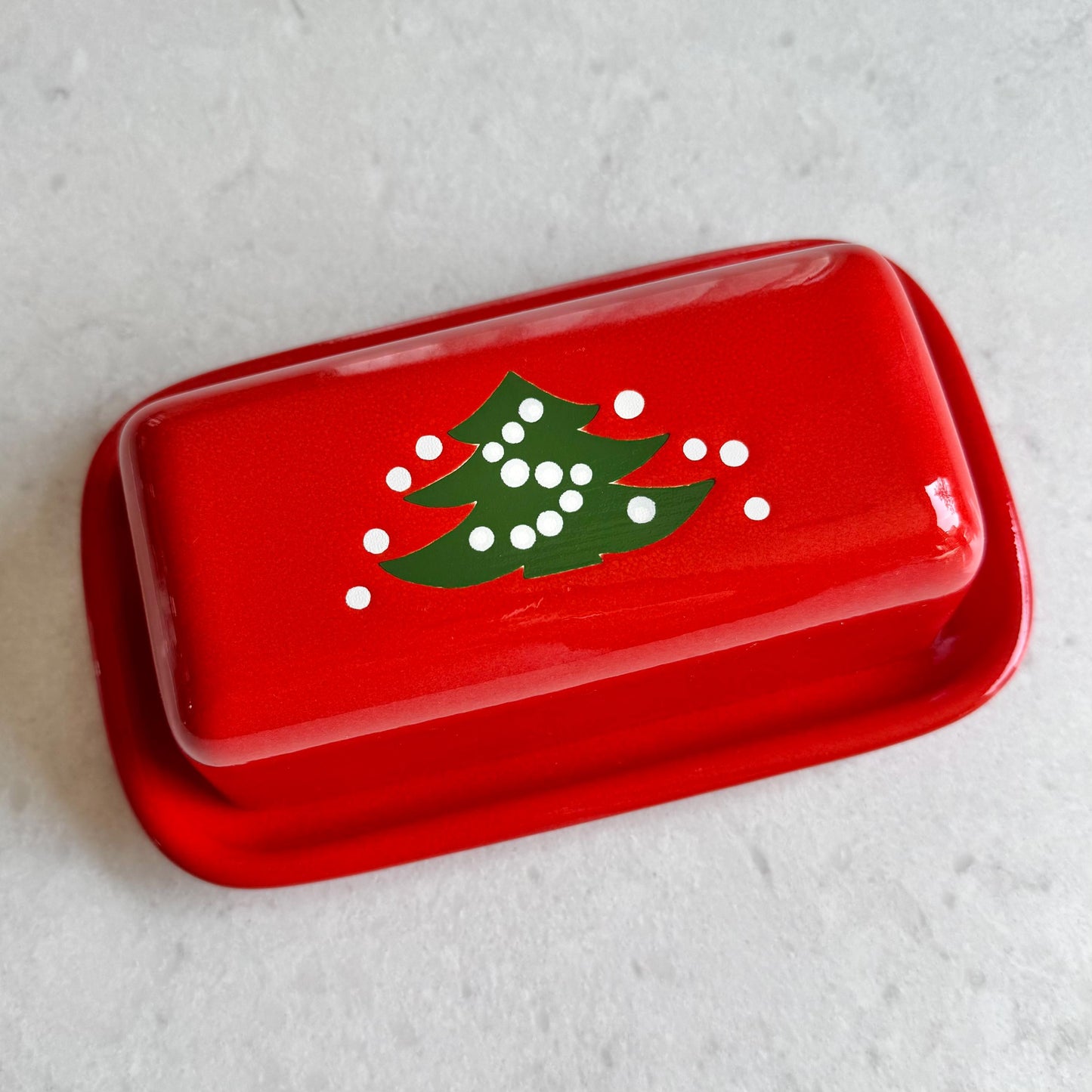 Vintage Waechtersbach Red Christmas Tree Butter Dish