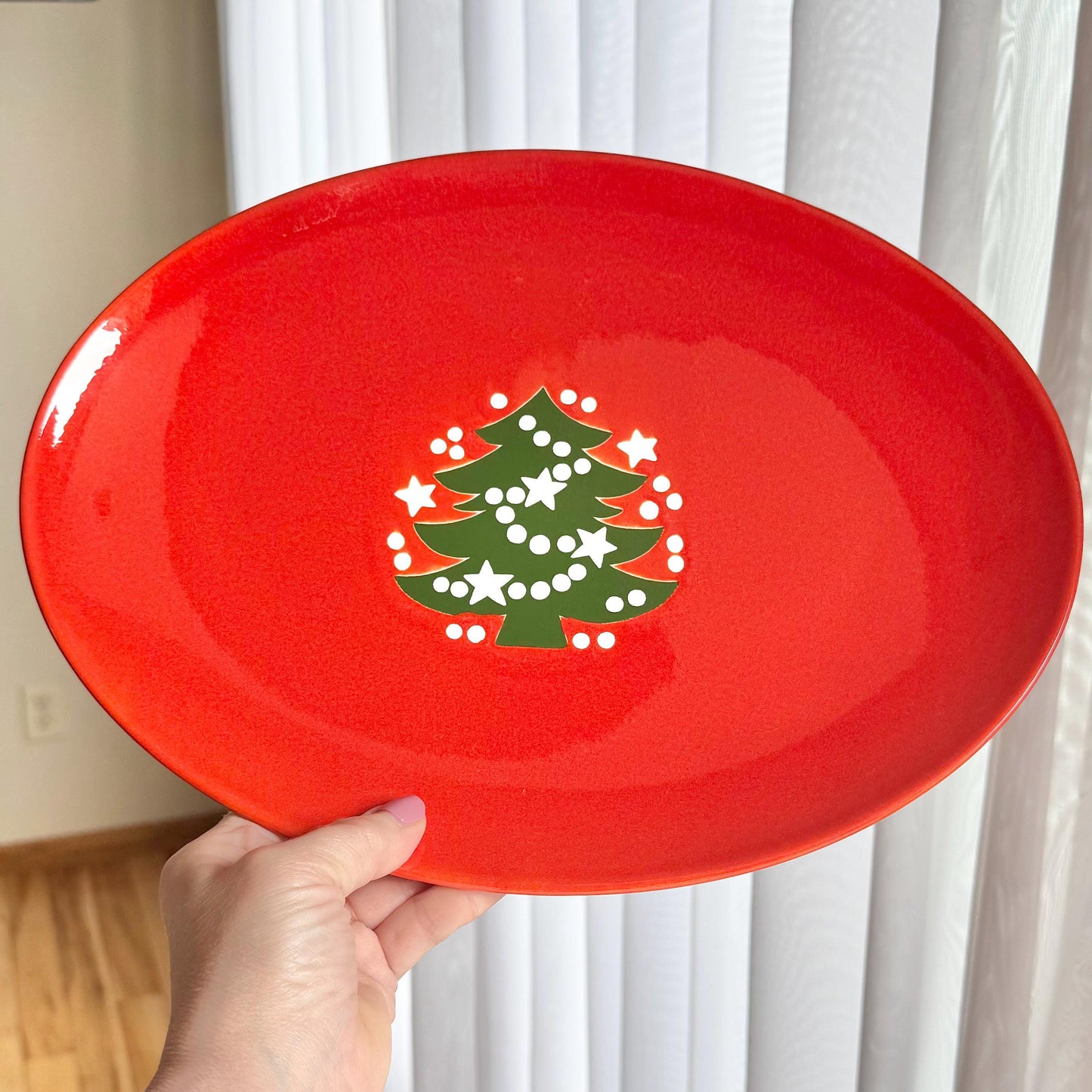 Vintage Waechtersbach Red Christmas Tree Oval Platter