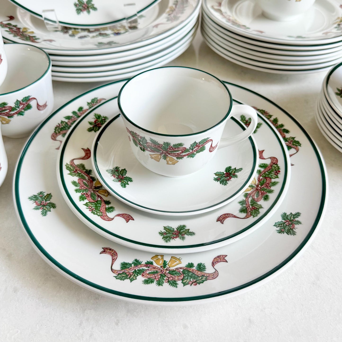 Vintage Johnson Brothers Victorian Christmas Dishes (circa 1992 - 2002) - Service for Eight (32 pieces total)
