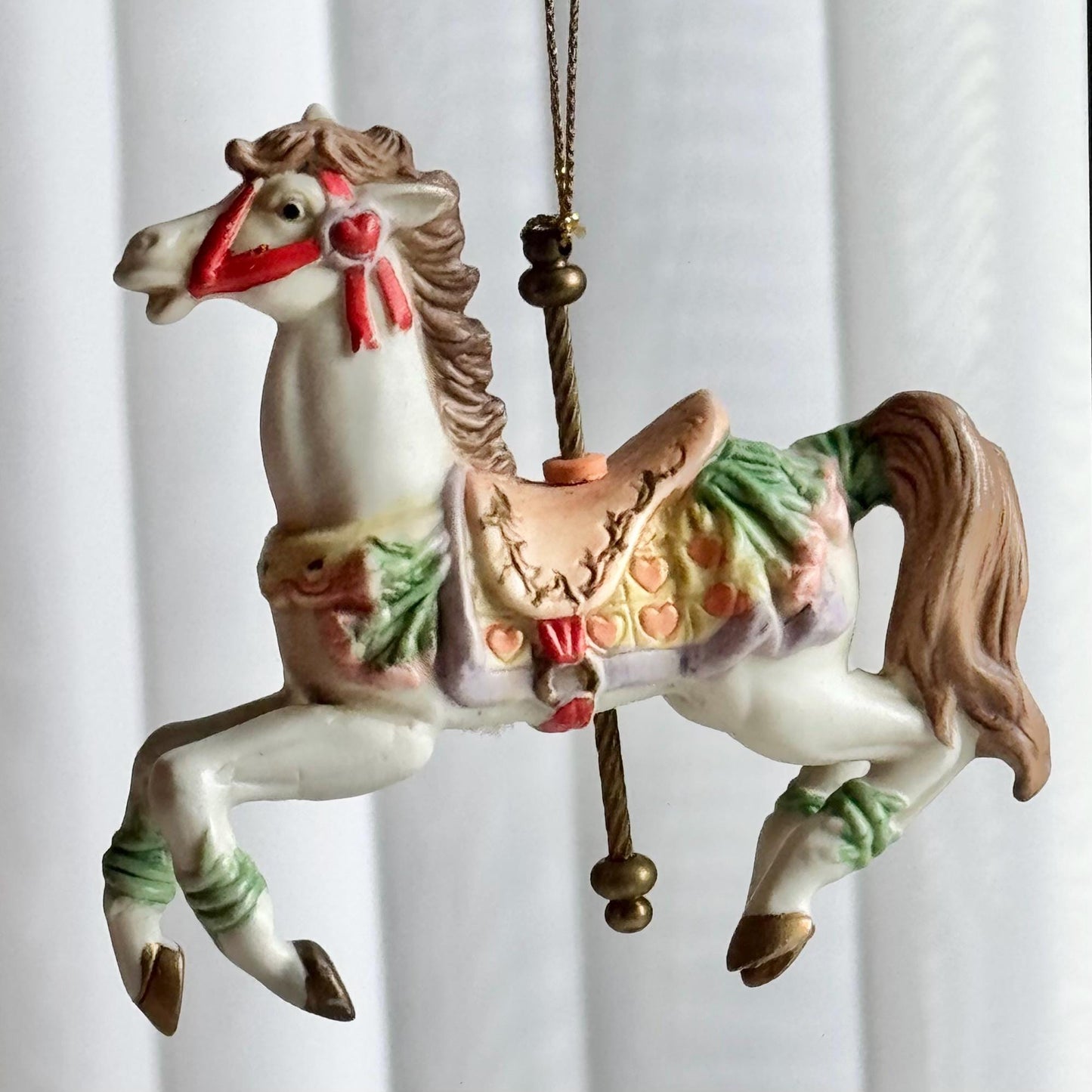 Vintage Holiday Time Porcelain Carousel Horse Ornaments - Set of 6