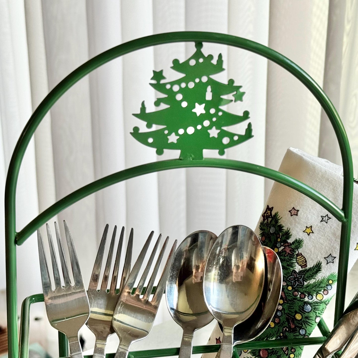 Vintage Waechtersbach Christmas Tree Silverware and Napkin Holder