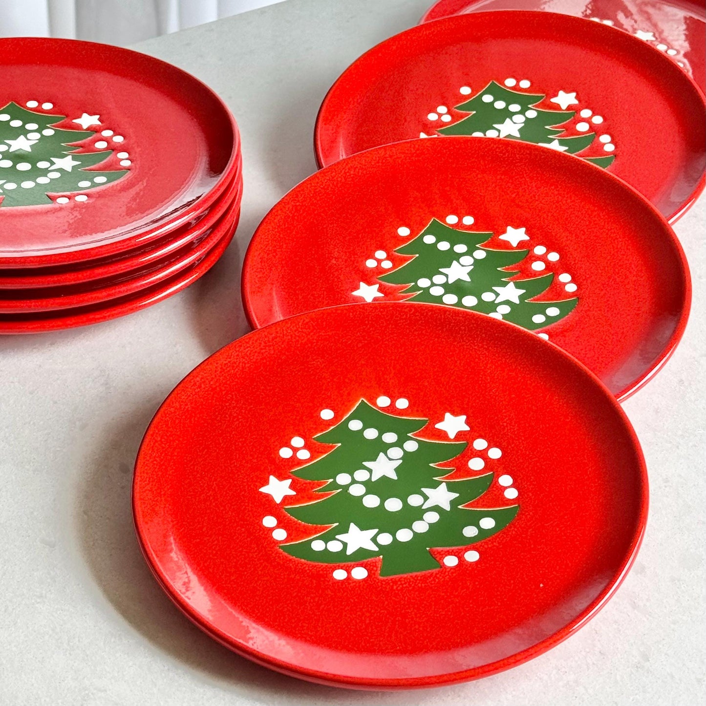 Vintage Waechtersbach Red Christmas Tree 7-3/4 Inch Plates - 14 available