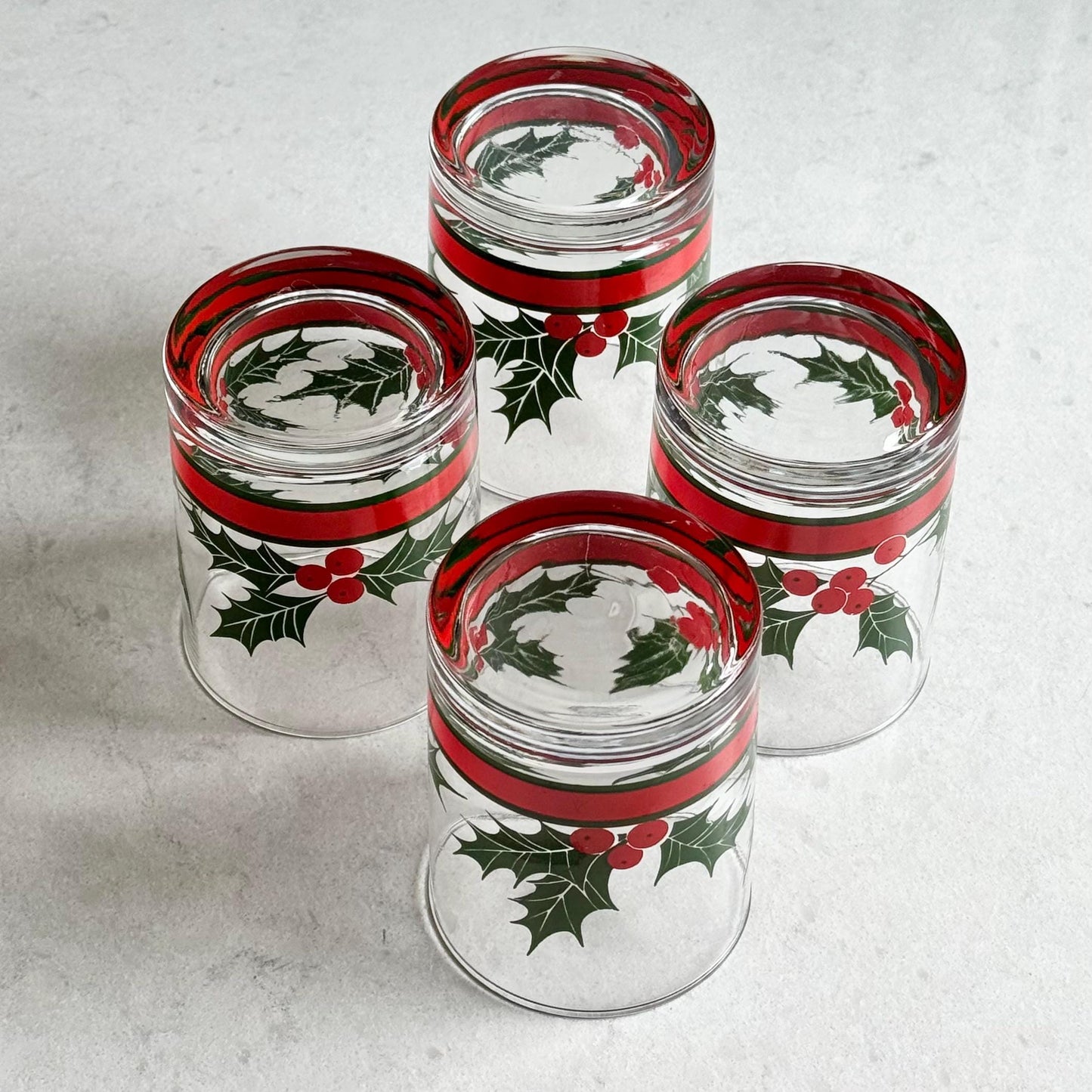 Vintage Libbey Holly and Berries Glasses - Set of 4 (#HB1)
