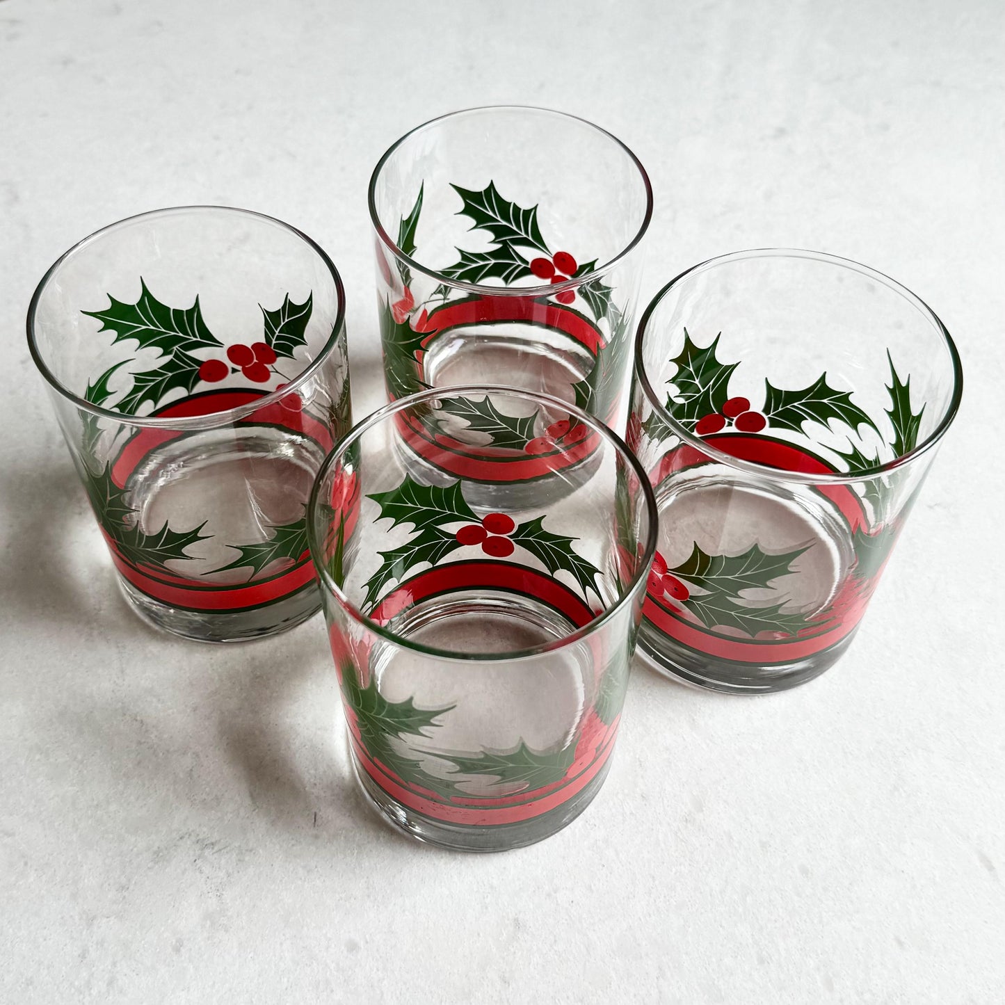 Vintage Libbey Holly and Berries Glasses - Set of 4 (#HB1)