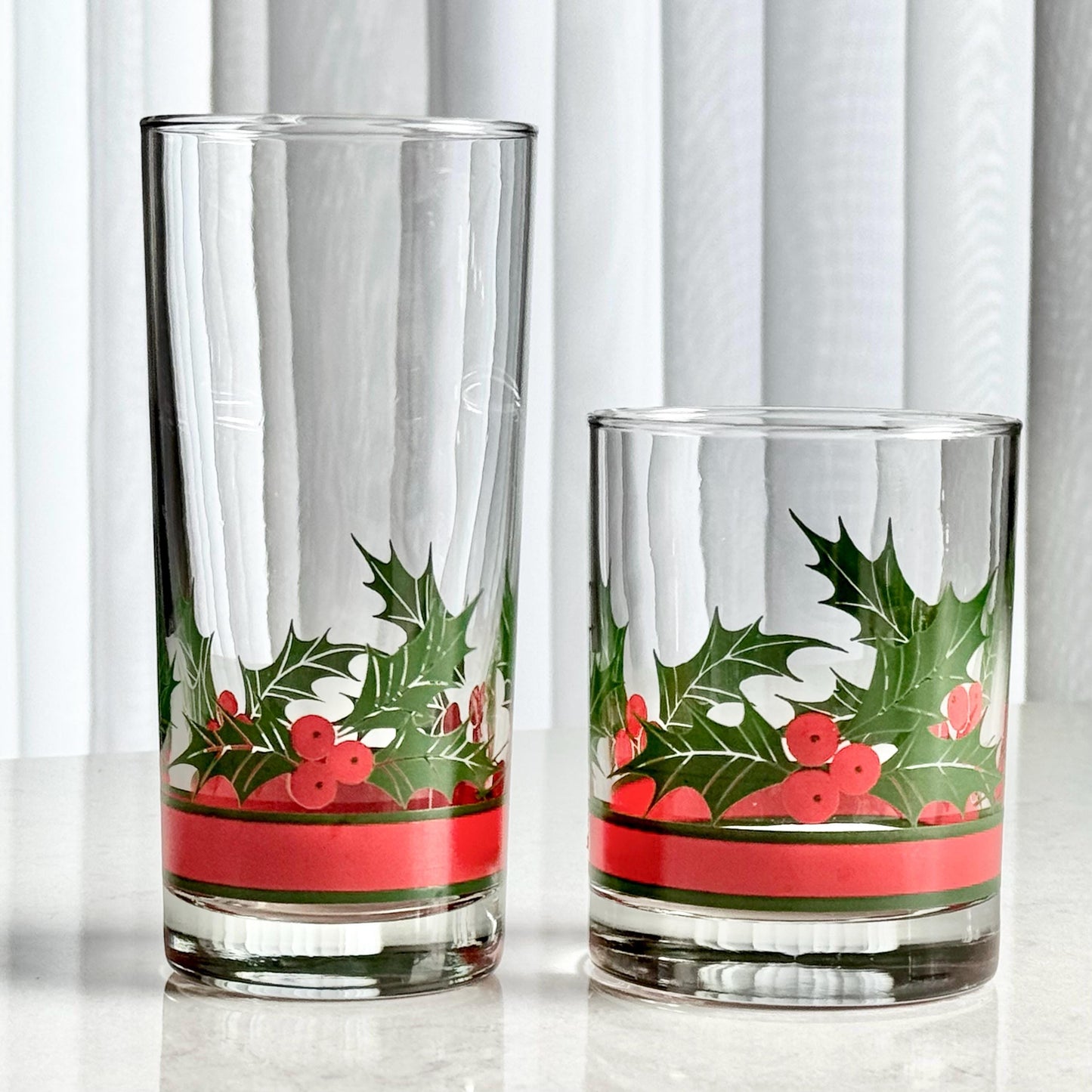 Vintage Libbey Holly and Berries Glasses - Set of 4 (#HB2)