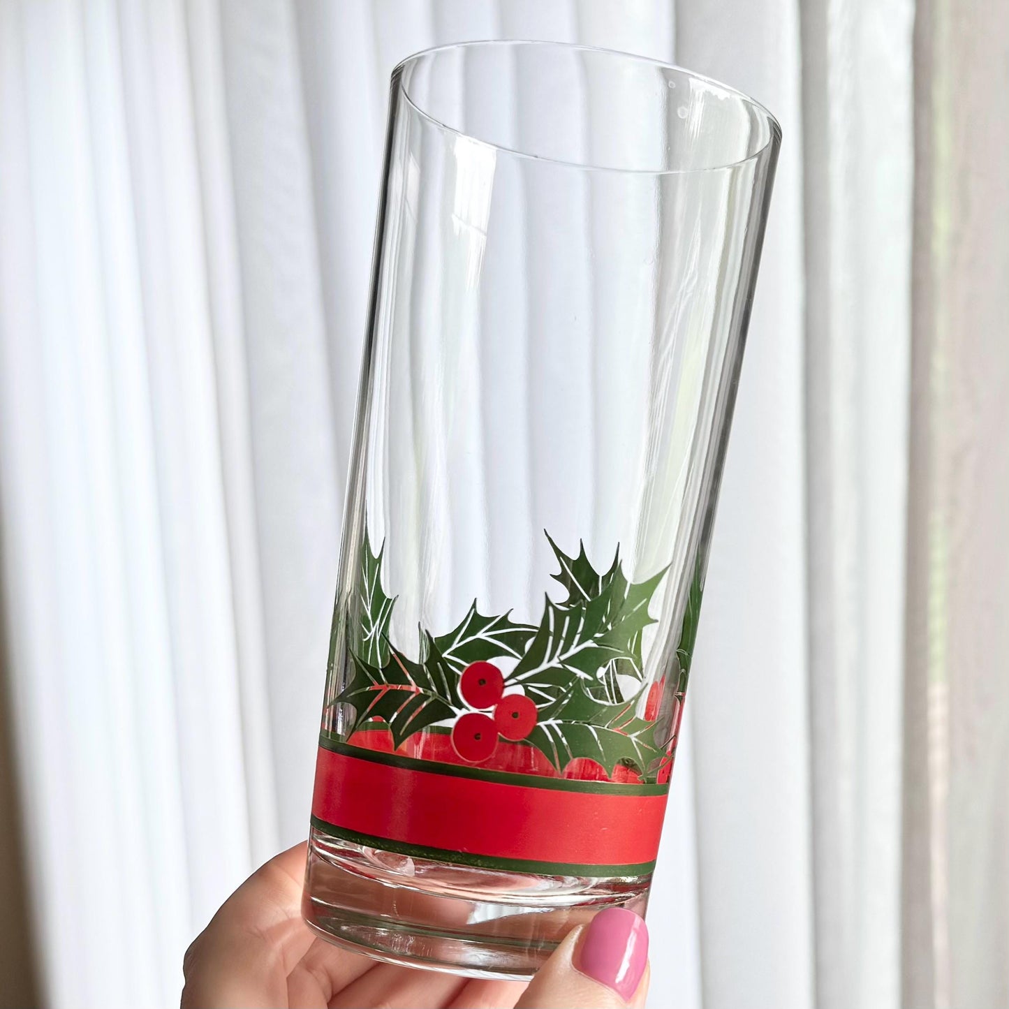 Vintage Libbey Holly and Berries Glasses - Set of 4 (#HB2)